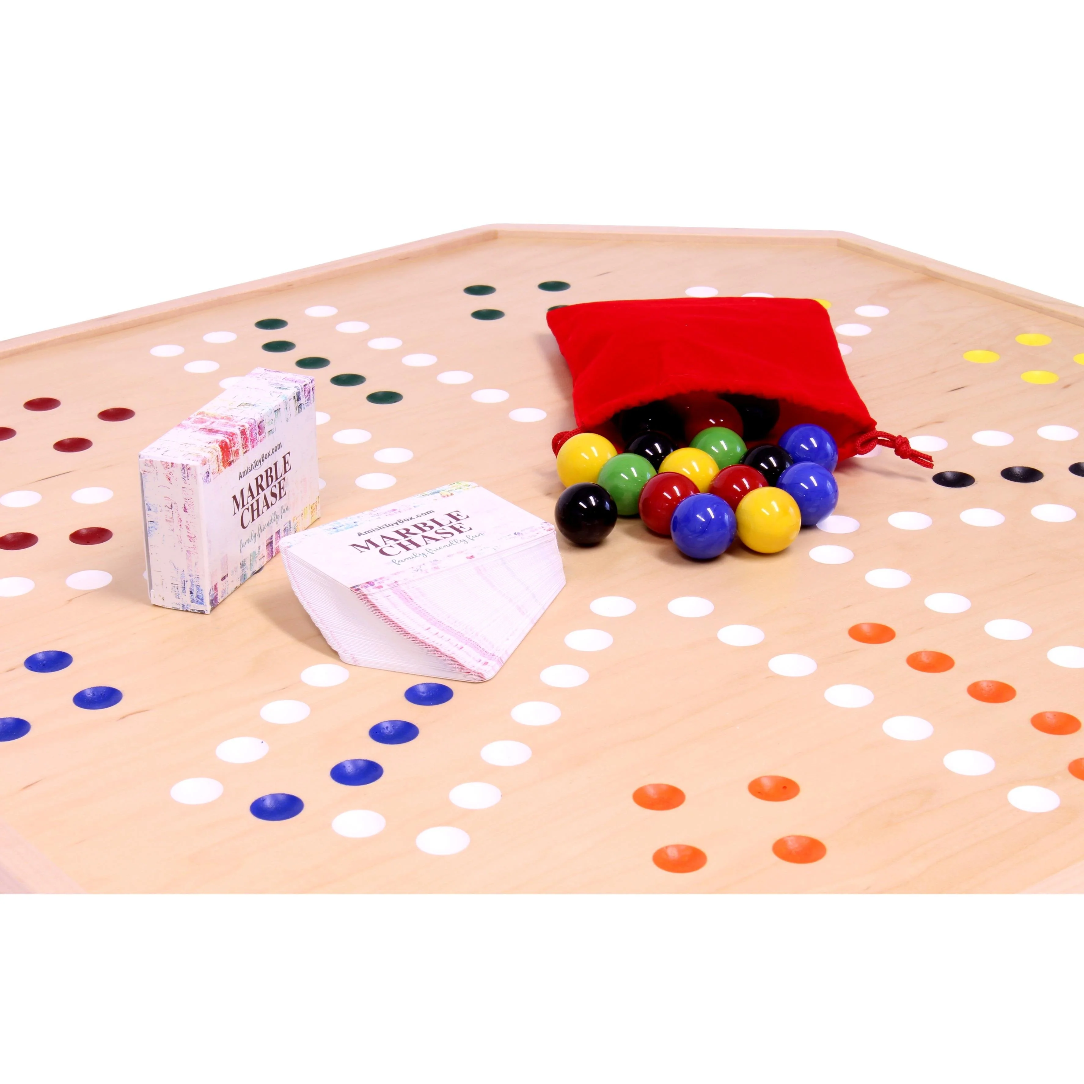 Wooden Marble Chase Board Game Set - 25" Wide Board - Double-Sided - Image 6