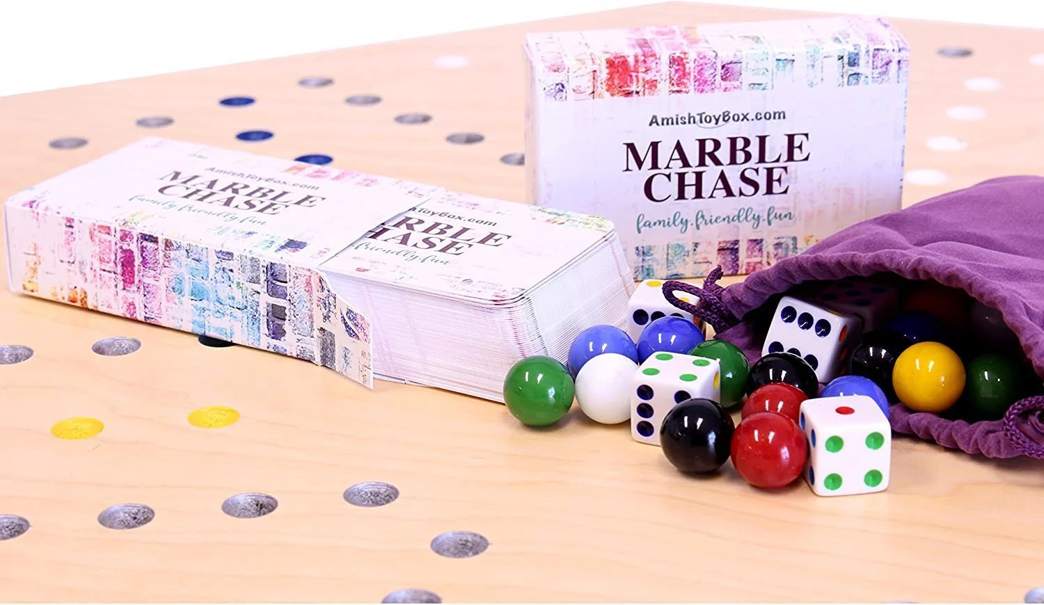 Wooden Marble Chase Game Set - Double-Sided 23" Wide Board - Image 8