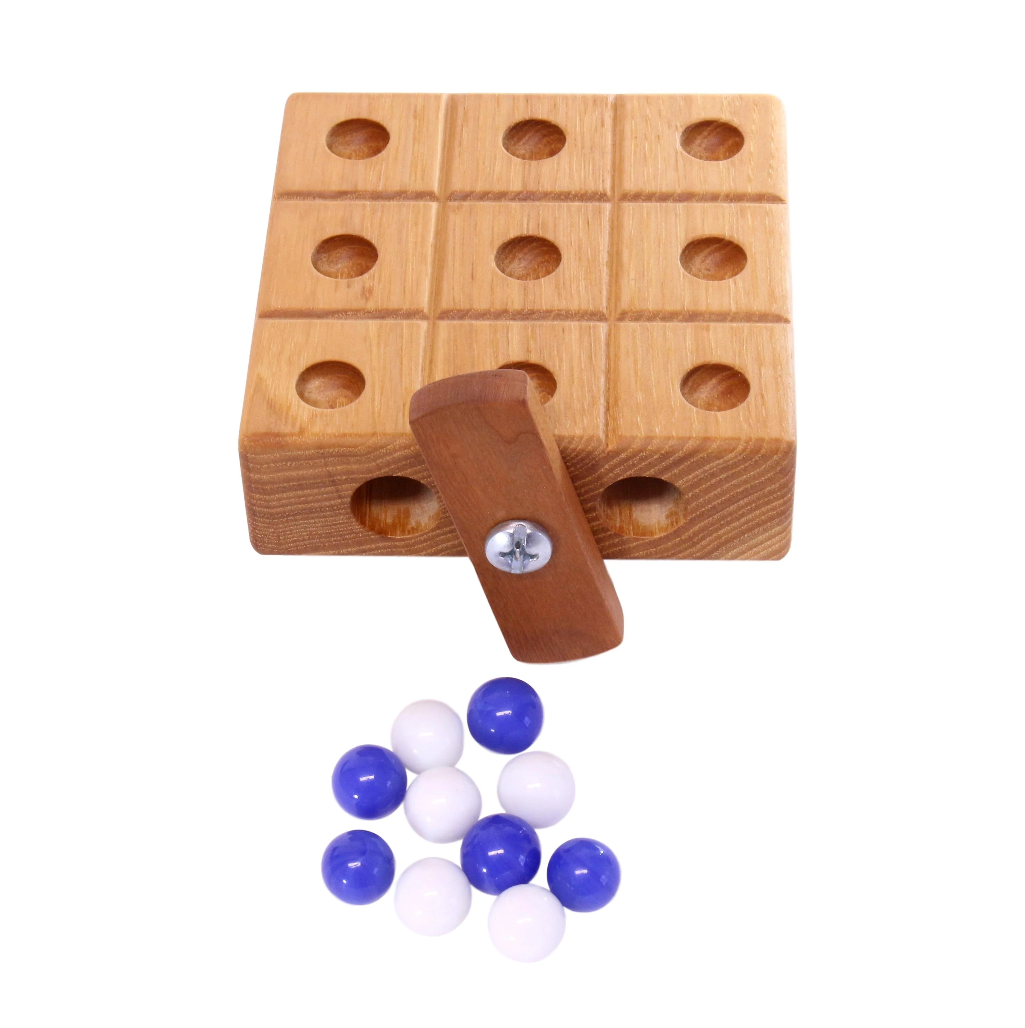 Wooden Marble Tic Tac Toe Game with Built-in Storage for Marbles - Image 11