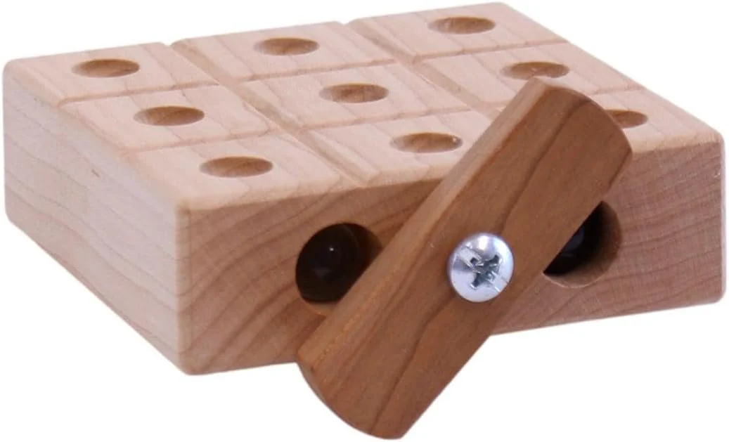 Wooden Marble Tic Tac Toe Game with Built-in Storage for Marbles - Image 15