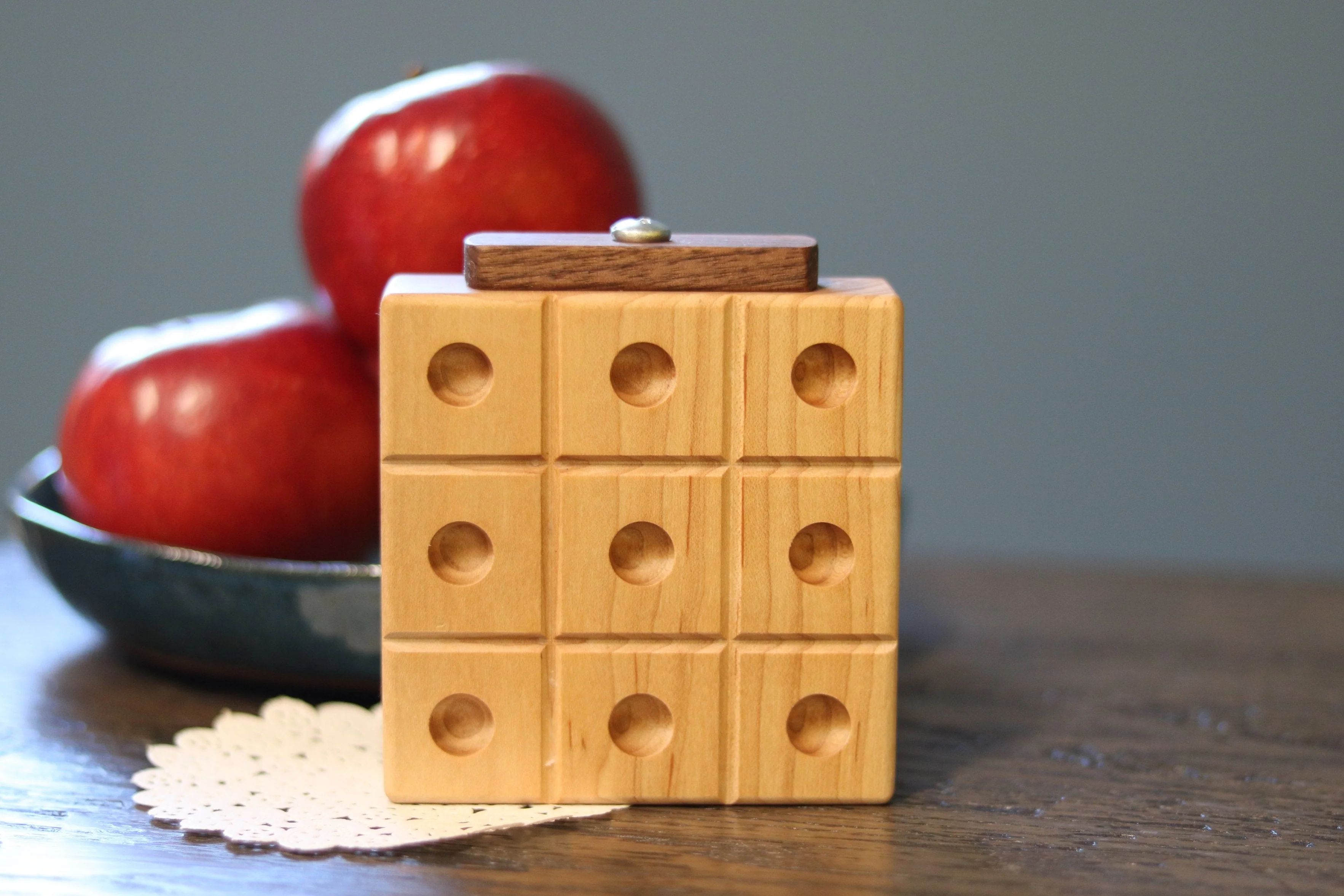 Wooden Marble Tic Tac Toe Game with Built-in Storage for Marbles - Image 2