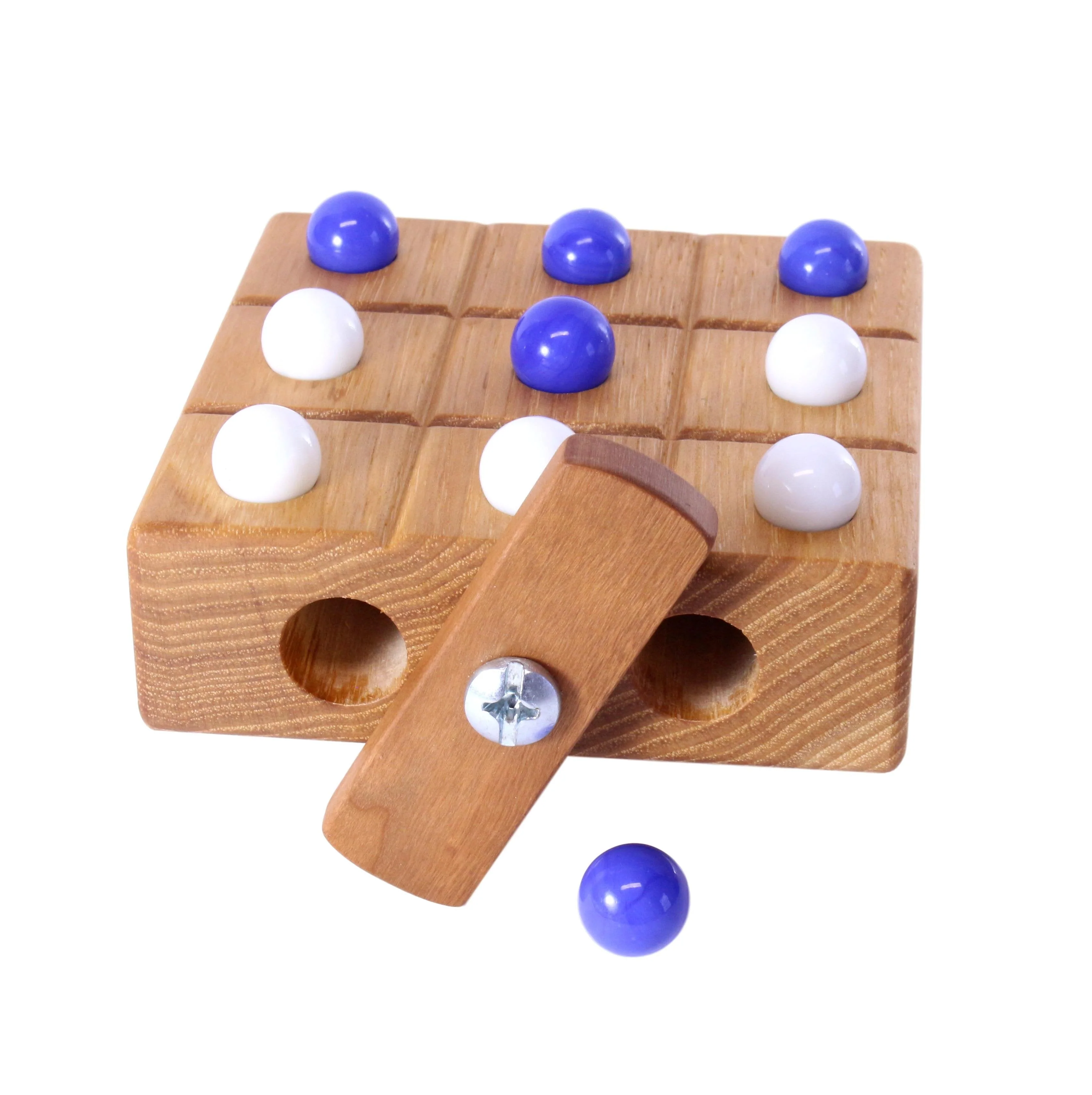 Wooden Marble Tic Tac Toe Game with Built-in Storage for Marbles - Image 6