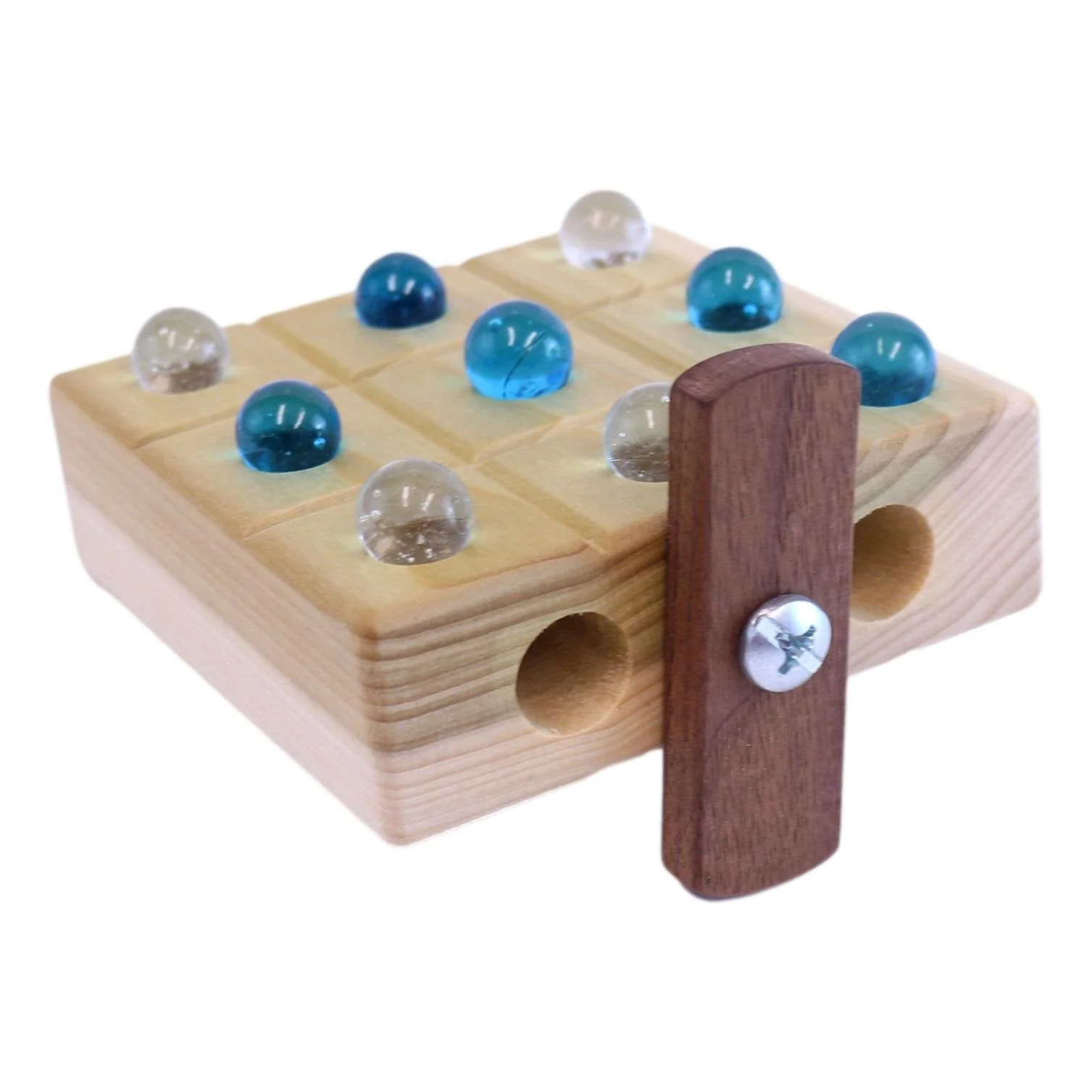 Wooden Marble Tic Tac Toe Game with Built-in Storage for Marbles - Image 7