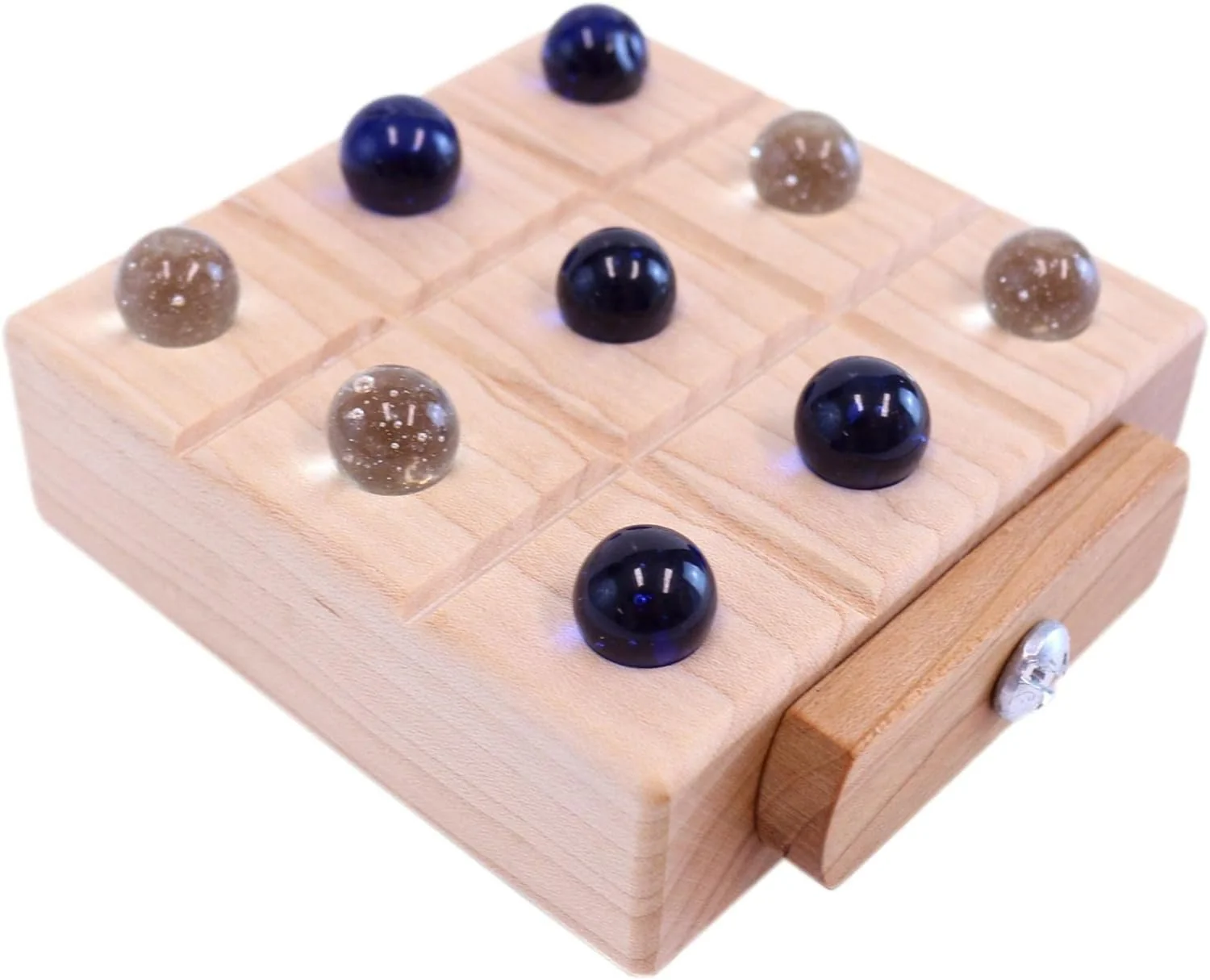 Wooden Marble Tic Tac Toe Game with Built-in Storage for Marbles - Image 8