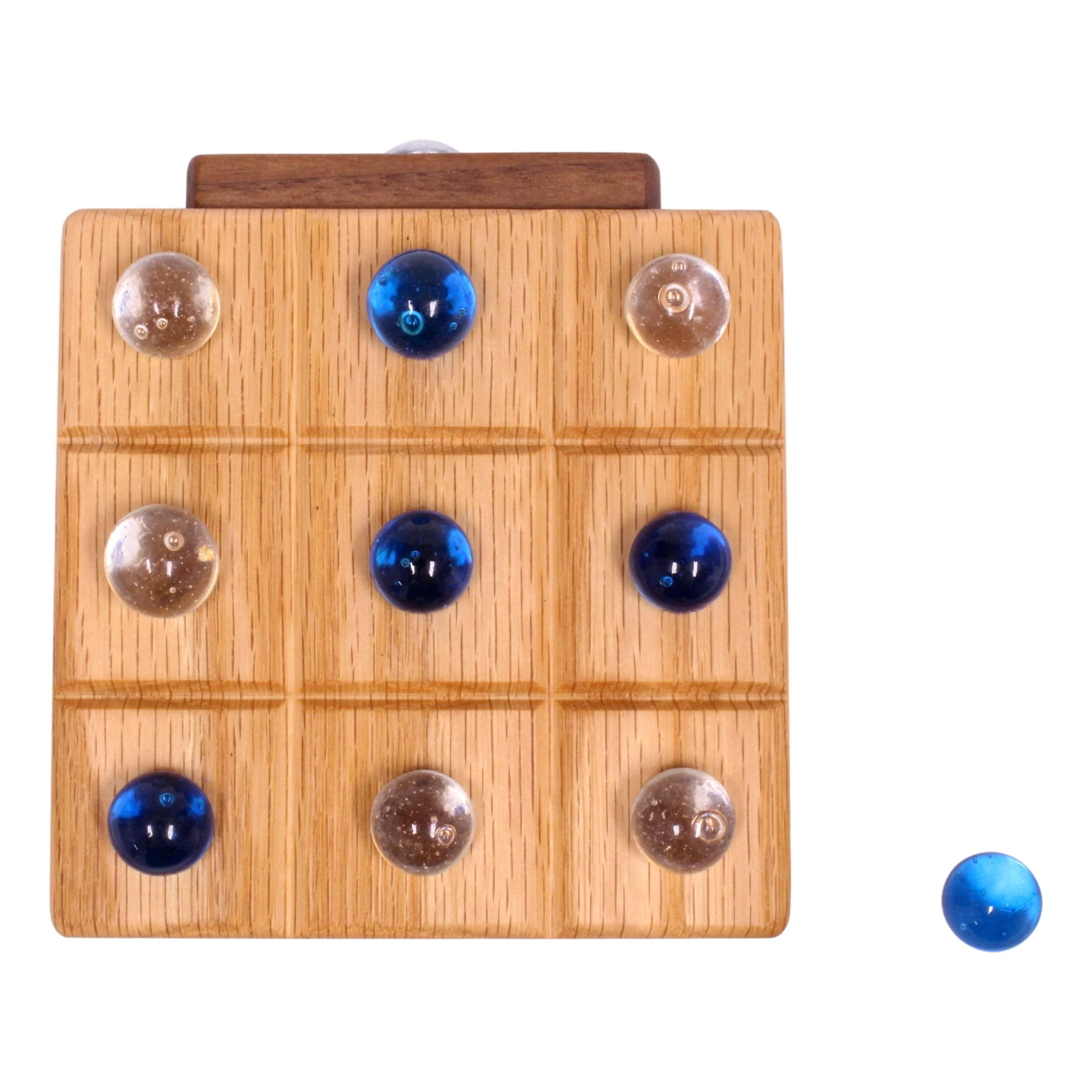 Wooden Marble Tic Tac Toe Game with Built-in Storage for Marbles - Image 9