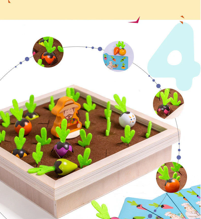 Wooden Toys New Vegetable Memory Game Radish Size Matching - Image 2