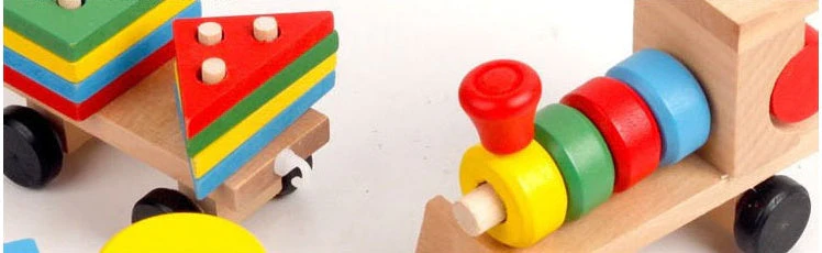 Wooden Train Three-section Tractor Toy Children's Intelligence Puzzle Toys Educational Toys - Image 4
