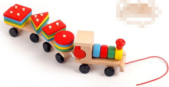 Wooden Train Three-section Tractor Toy Children's Intelligence Puzzle Toys Educational Toys - Image 5