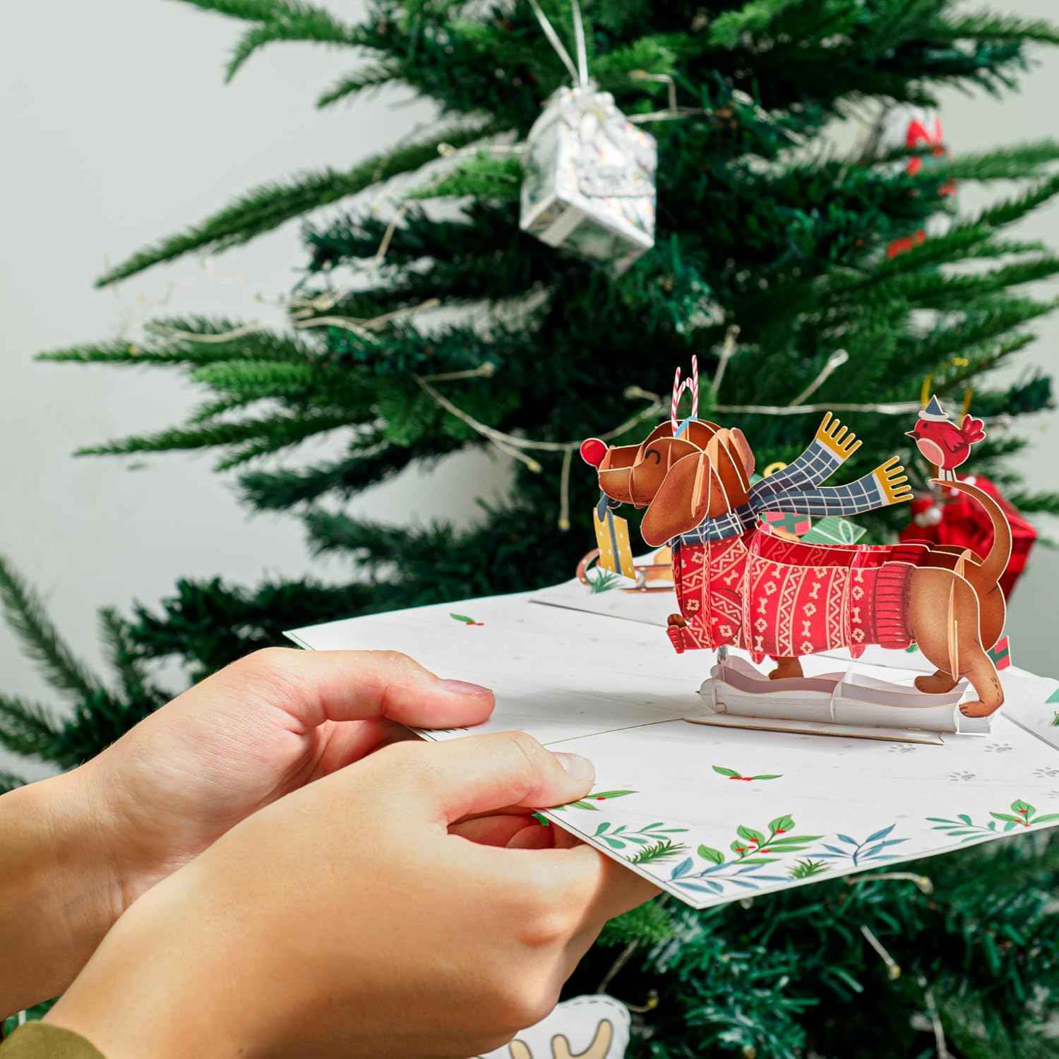 Woofy Christmas Pop Up Card, with Keepsake - Image 5