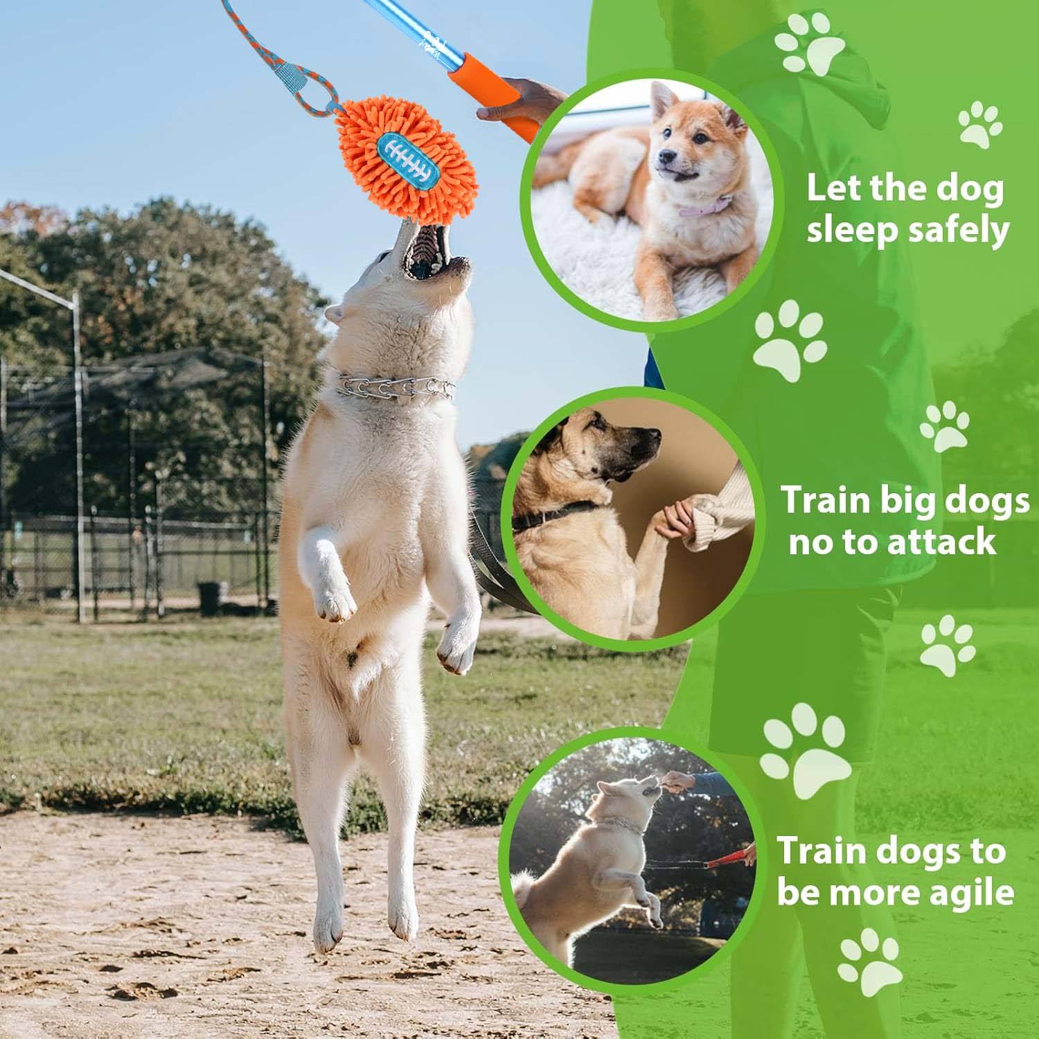 Wow Play - Dog Flirt Pole with American Football & Rope Tail Toys - Image 3