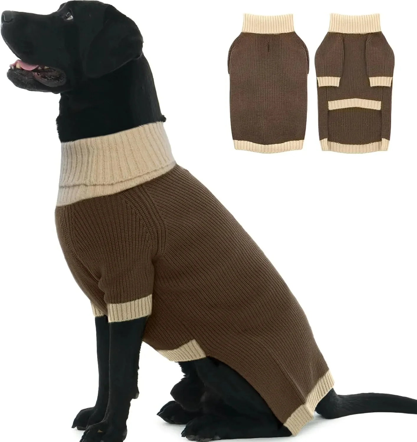 XL–5XL Dog Sweater with Harness Hole – Warm Stretch Turtleneck Winter Outfit - Image 13