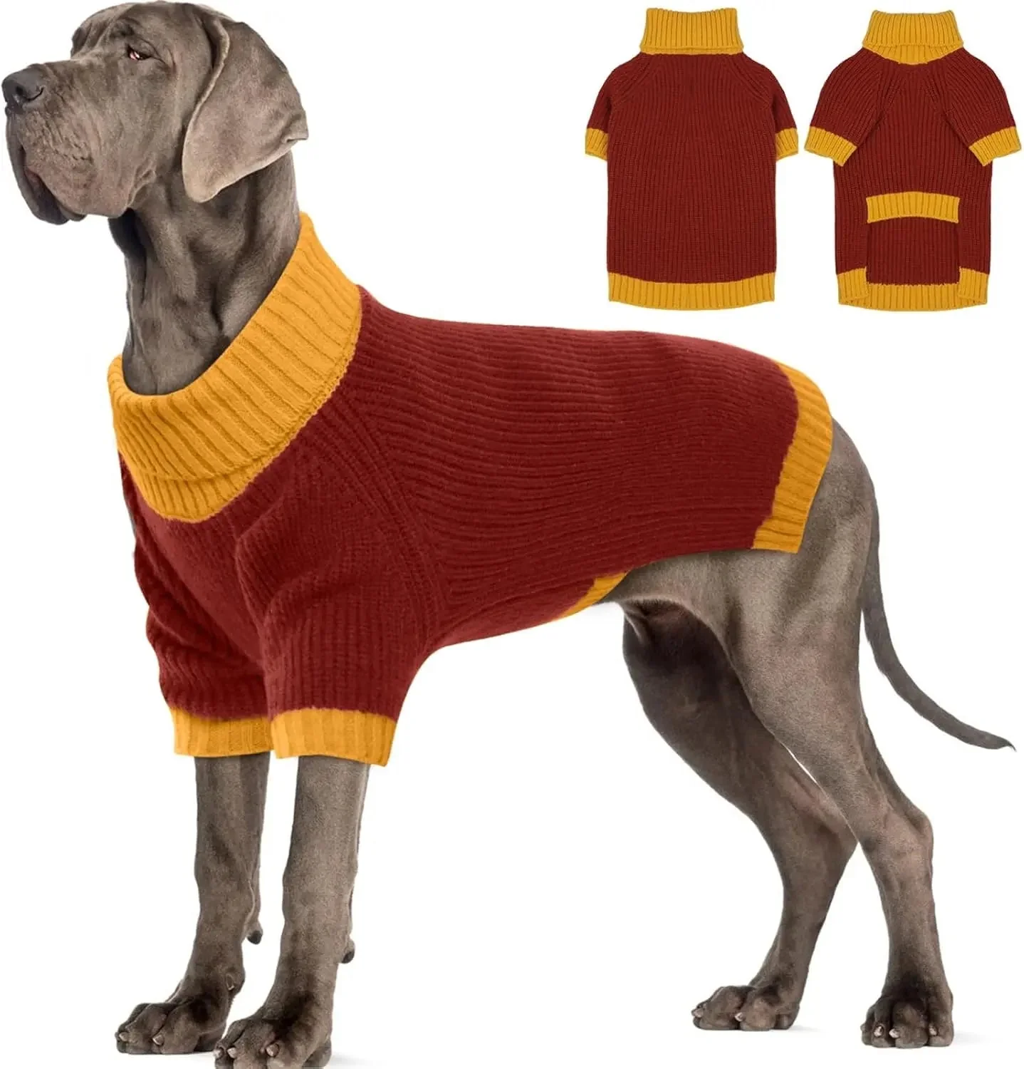 XL–5XL Dog Sweater with Harness Hole – Warm Stretch Turtleneck Winter Outfit - Image 15