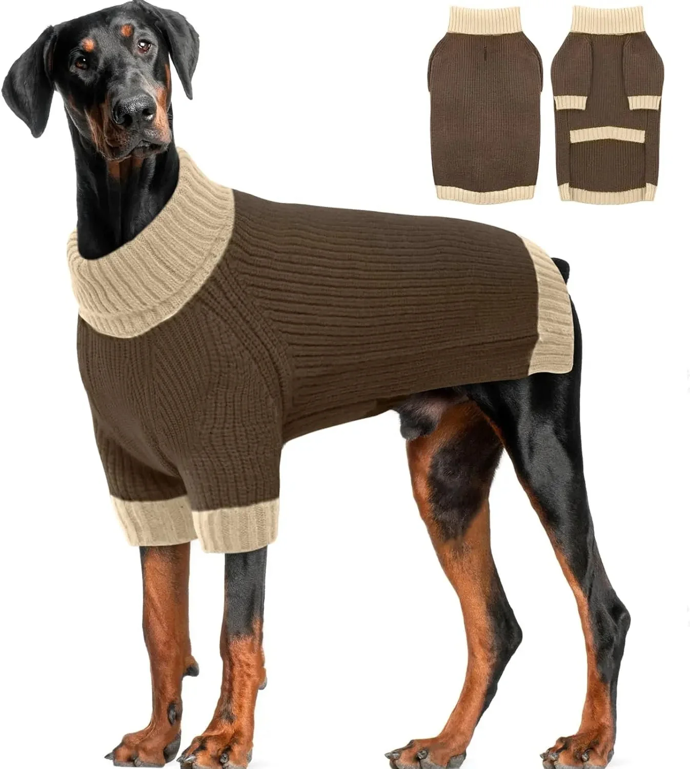 XL–5XL Dog Sweater with Harness Hole – Warm Stretch Turtleneck Winter Outfit - Image 16