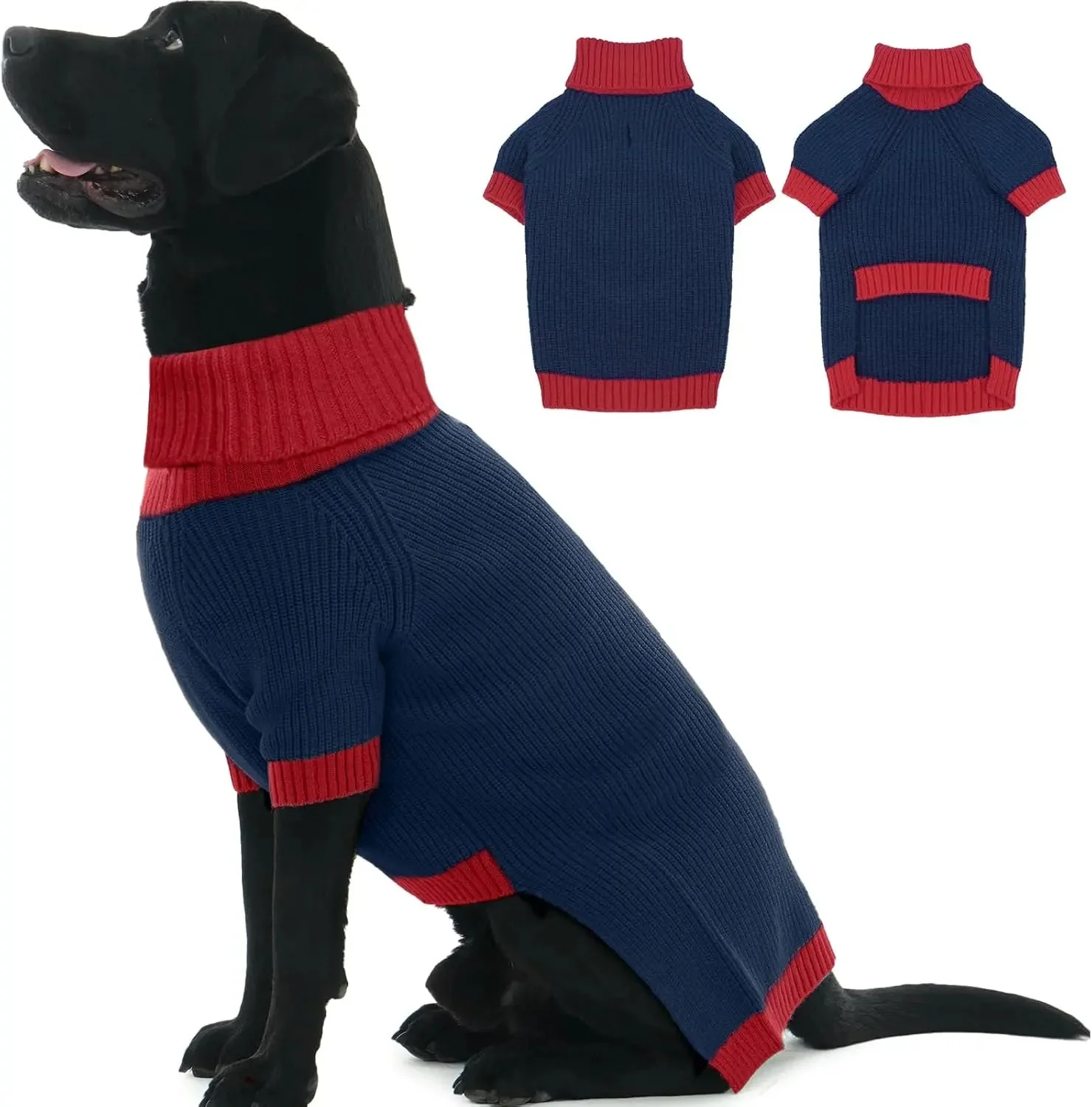 XL–5XL Dog Sweater with Harness Hole – Warm Stretch Turtleneck Winter Outfit - Image 18