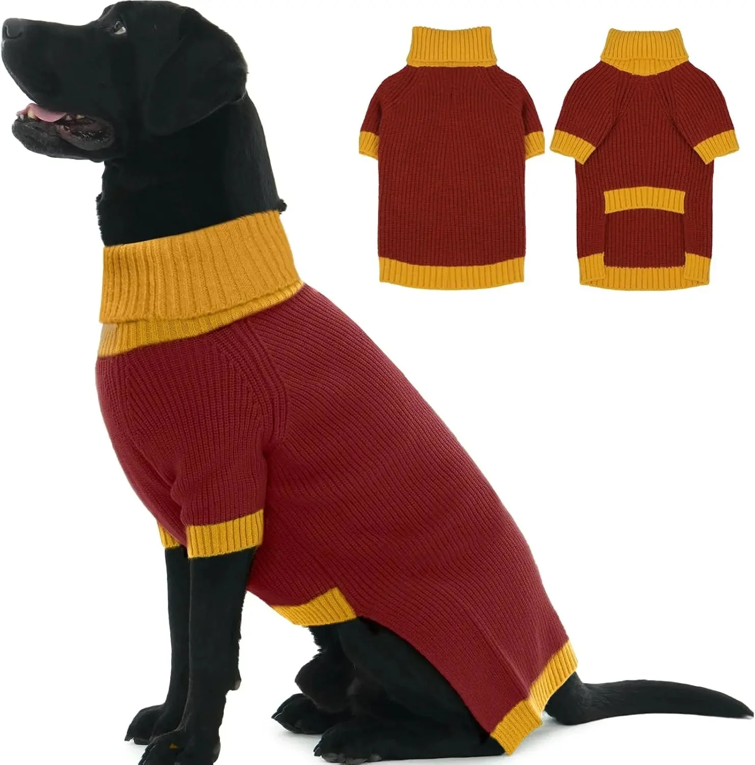 XL–5XL Dog Sweater with Harness Hole – Warm Stretch Turtleneck Winter Outfit - Image 21
