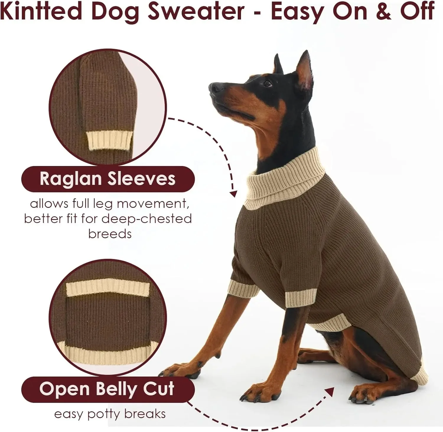 XL–5XL Dog Sweater with Harness Hole – Warm Stretch Turtleneck Winter Outfit - Image 3