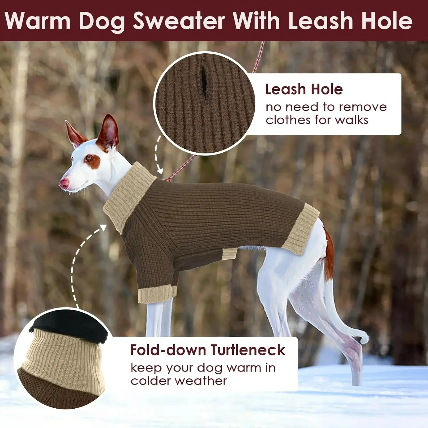 XL–5XL Dog Sweater with Harness Hole – Warm Stretch Turtleneck Winter Outfit - Image 4