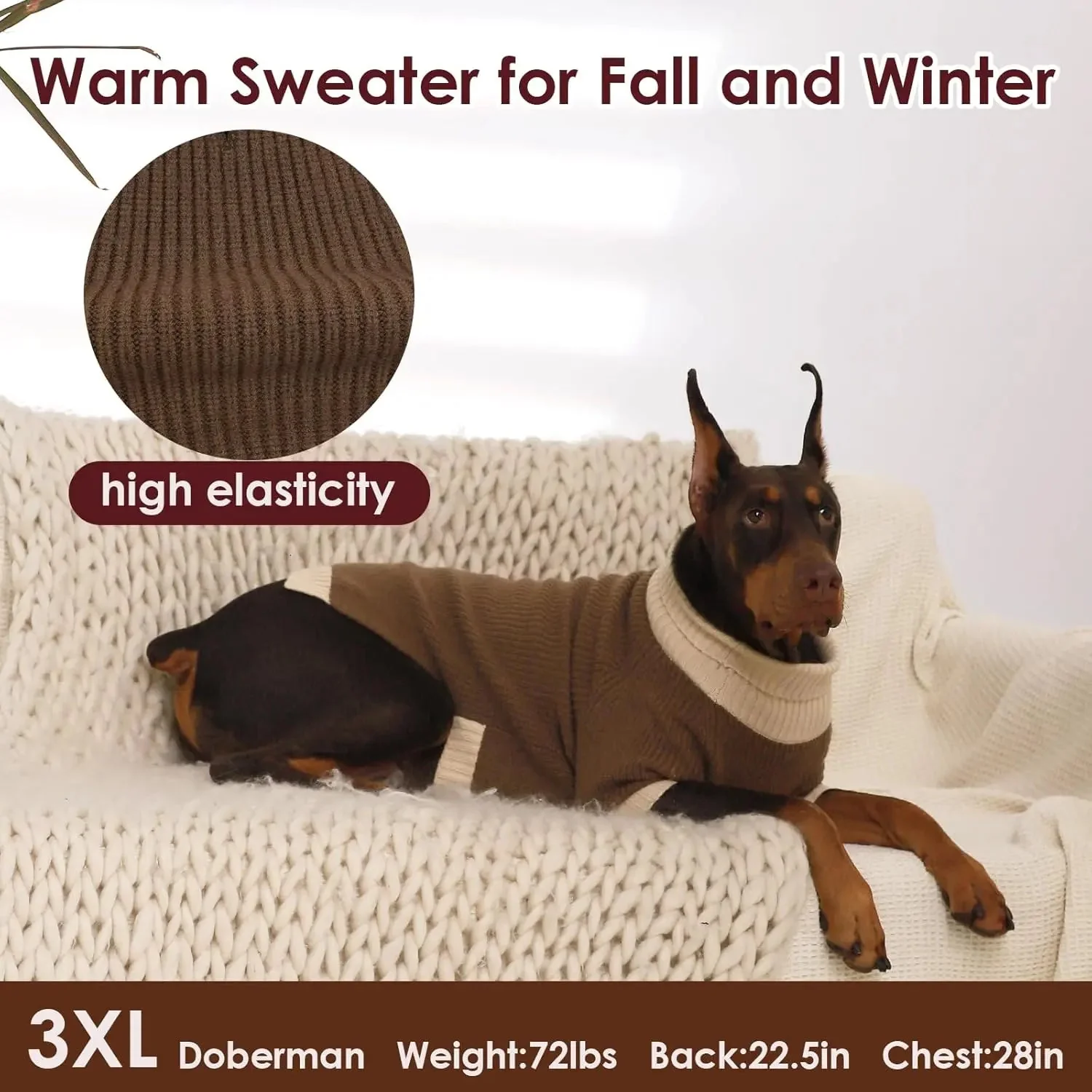XL–5XL Dog Sweater with Harness Hole – Warm Stretch Turtleneck Winter Outfit - Image 5