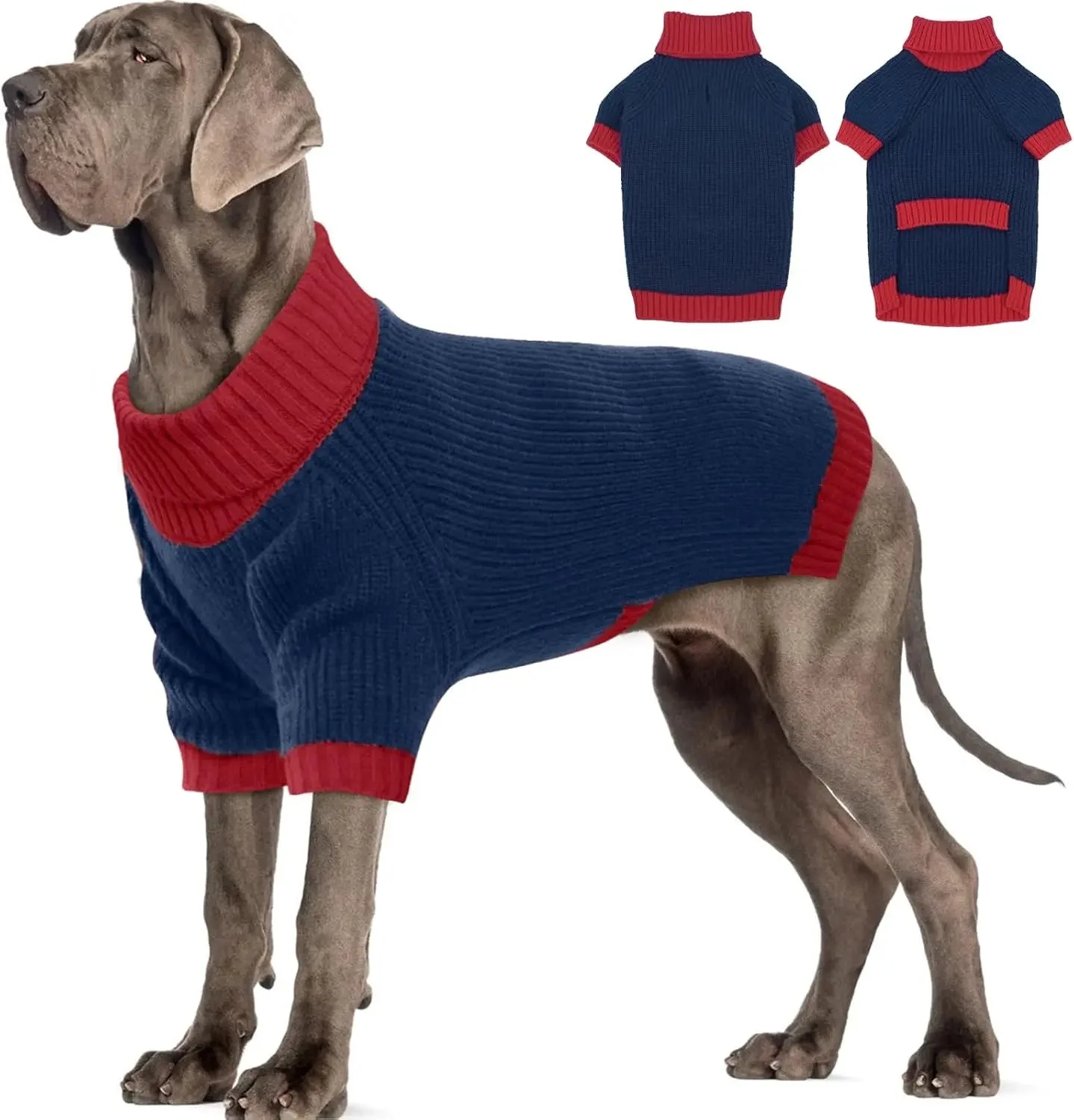 XL–5XL Dog Sweater with Harness Hole – Warm Stretch Turtleneck Winter Outfit - Image 7
