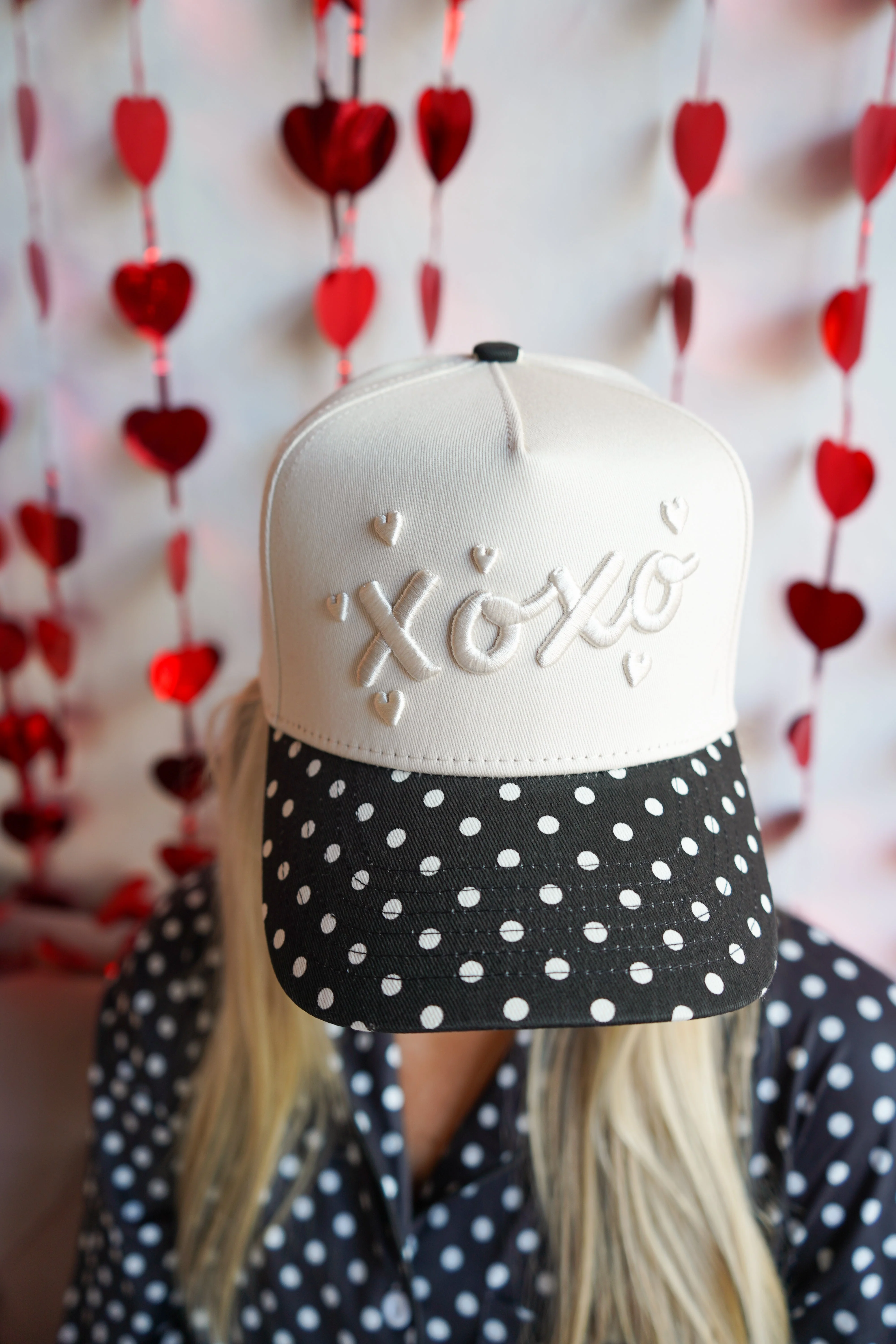 Xoxo - Black Polka Dot Vintage Trucker Hat - Image 2