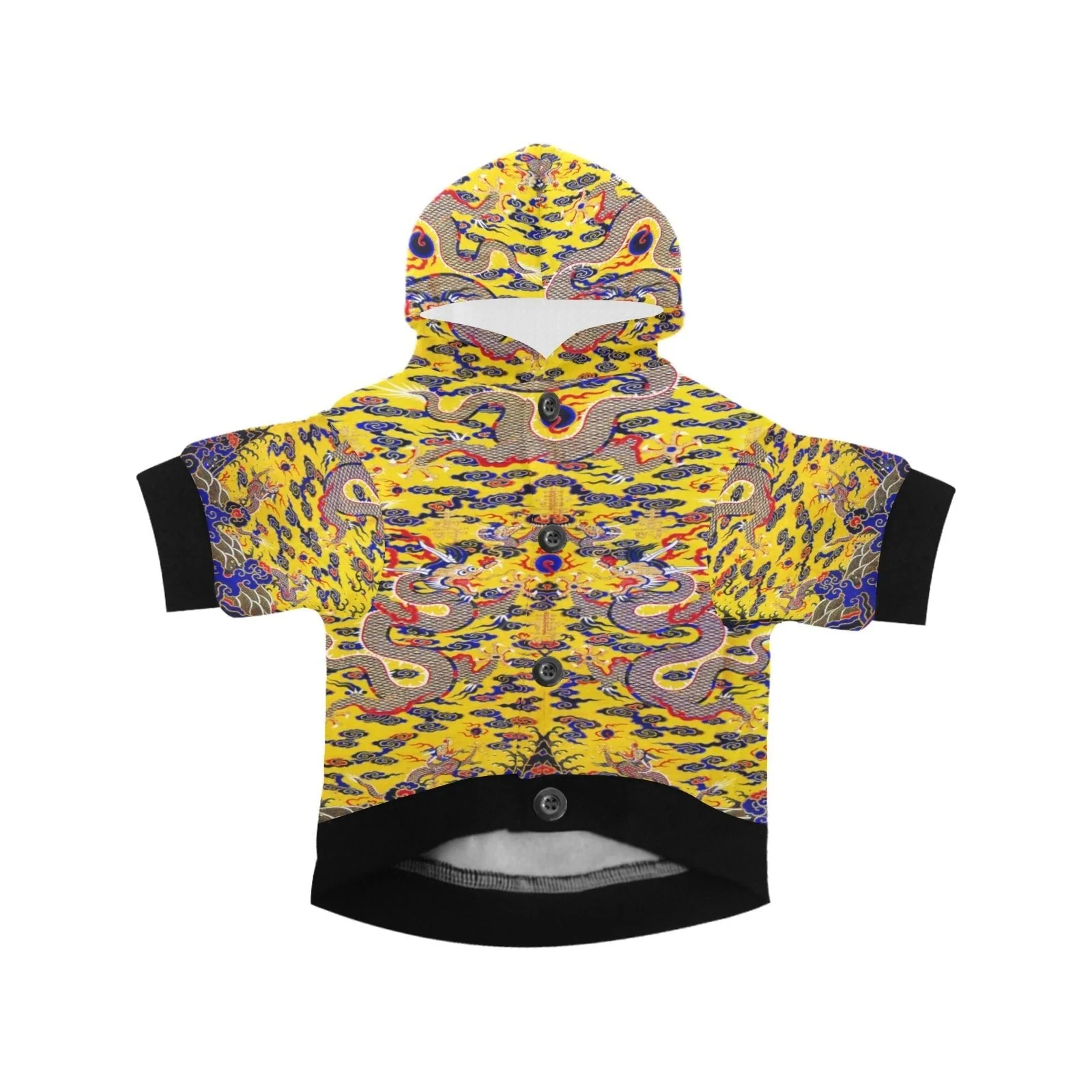 Yellow Imperial Dragon Button Hoodie - Image 3