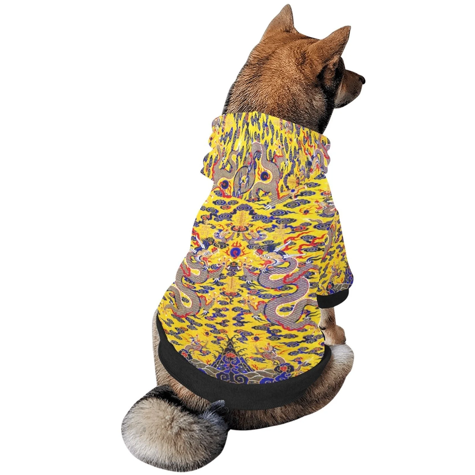 Yellow Imperial Dragon Button Hoodie - Image 5