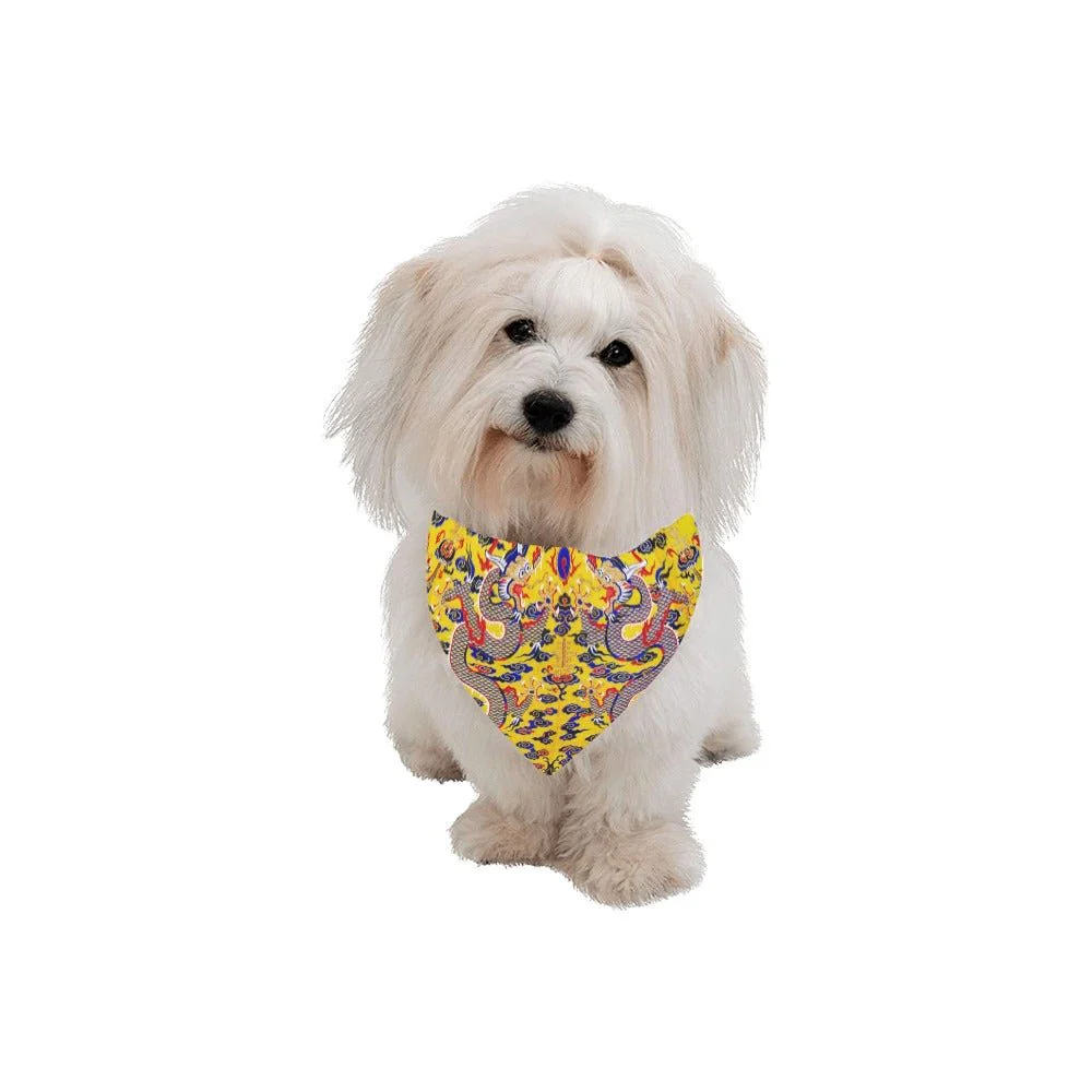 Yellow Imperial Dragon Double-Sided Pet Bandana - Image 2
