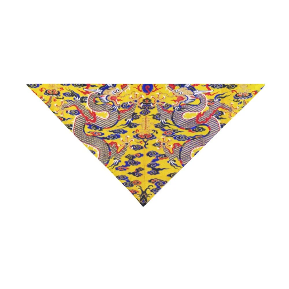 Yellow Imperial Dragon Double-Sided Pet Bandana - Image 3