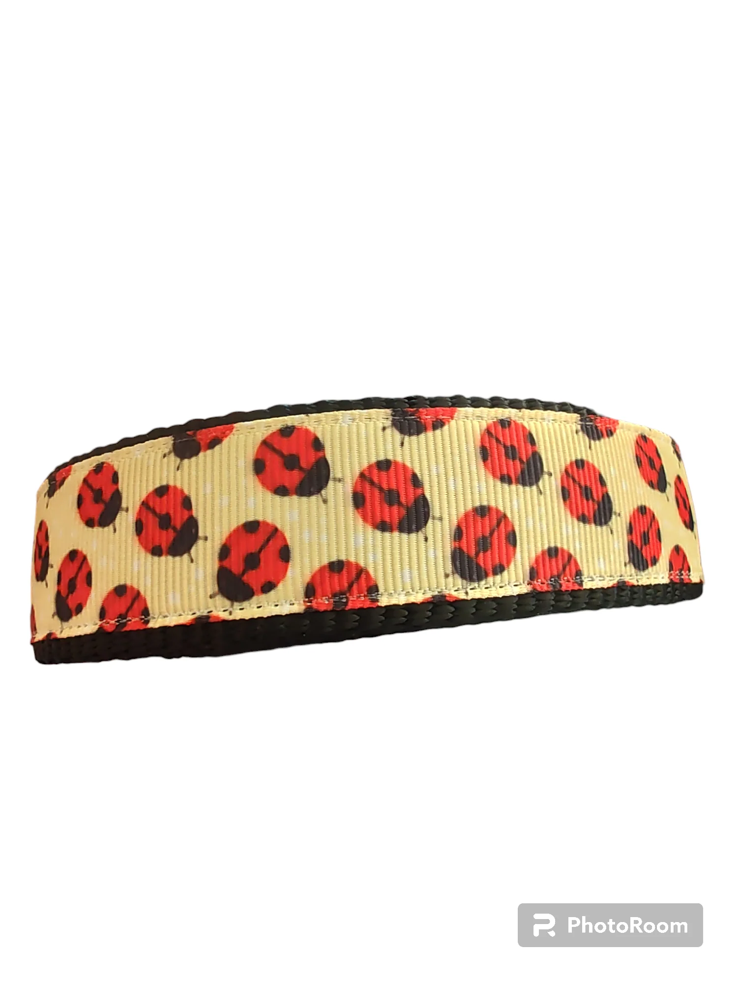 Yellow Ladybugs Black Nylon Dog Collar MD, LG, XL, Leash - Image 3