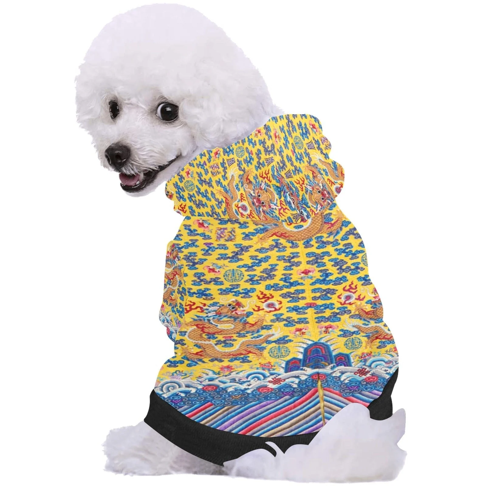 Yellow Qing Dynasty Dragon Button Hoodie - Image 2