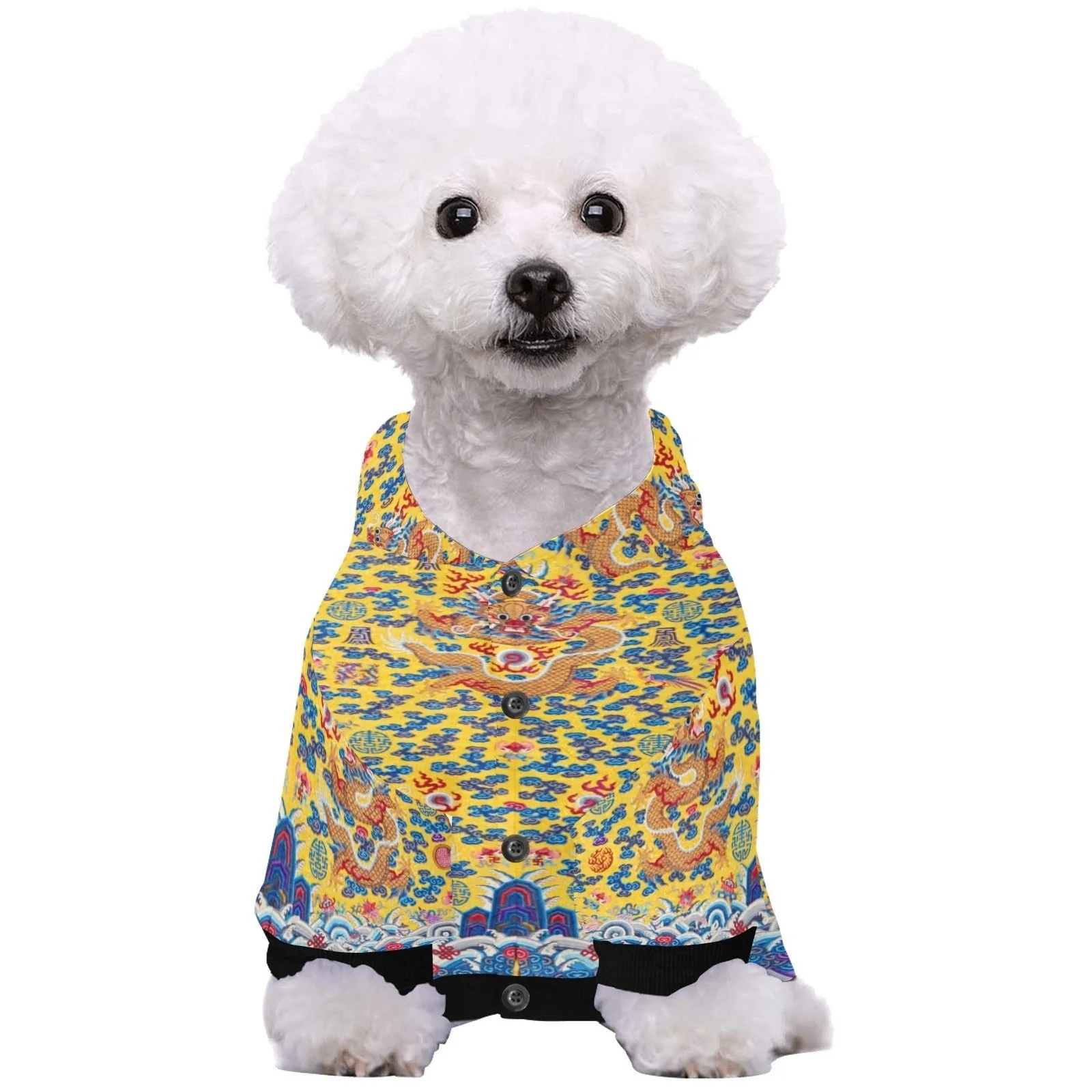 Yellow Qing Dynasty Dragon Button Hoodie - Image 4