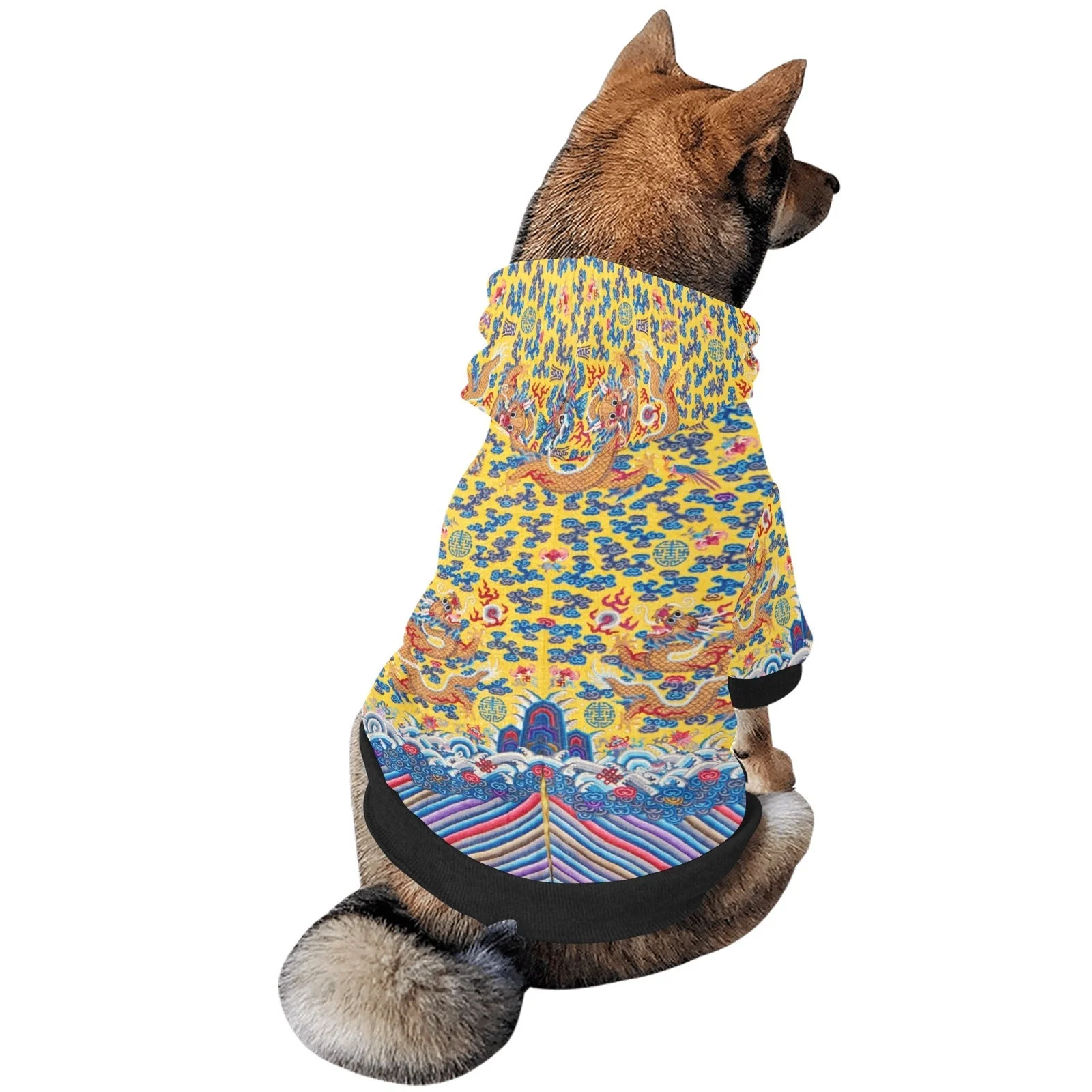 Yellow Qing Dynasty Dragon Button Hoodie - Image 5