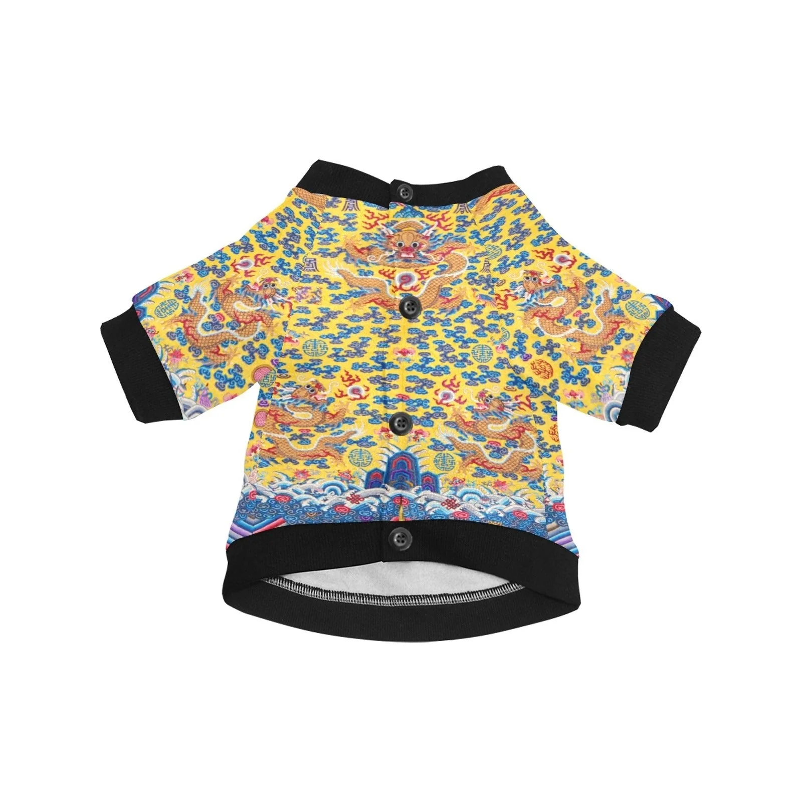 Yellow Qing Dynasty Dragon Round Neck Shirt - Image 3