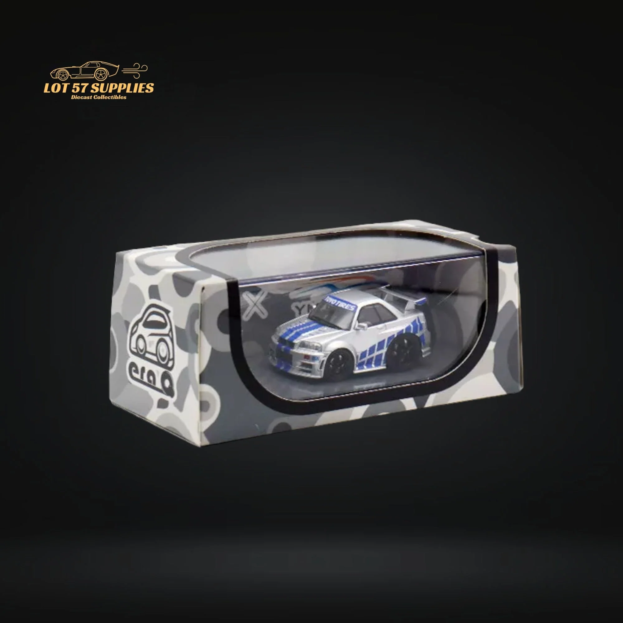 YM Model Skyline R34 Silver Blue F&F Livery 1:64 - Image 4