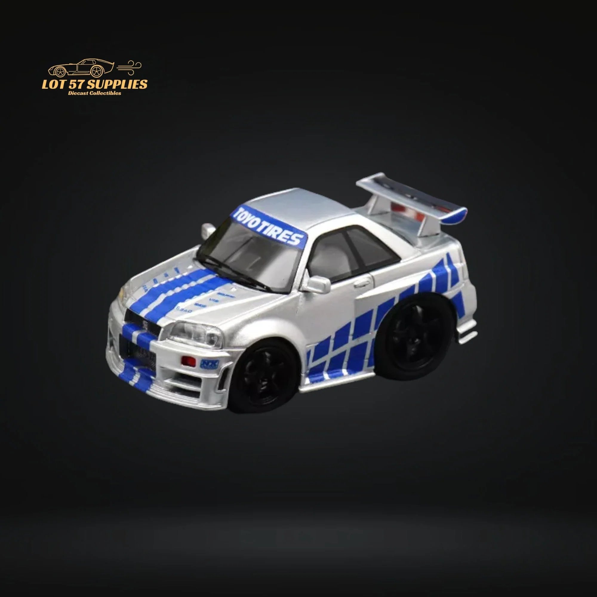 YM Model Skyline R34 Silver Blue F&F Livery 1:64 - Image 5