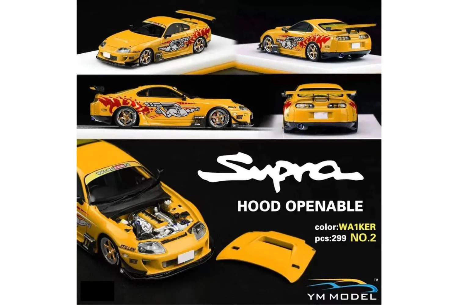 YM Model Toyota Supra JZA80 Paul Walker Tribute 1:64 - Image 5
