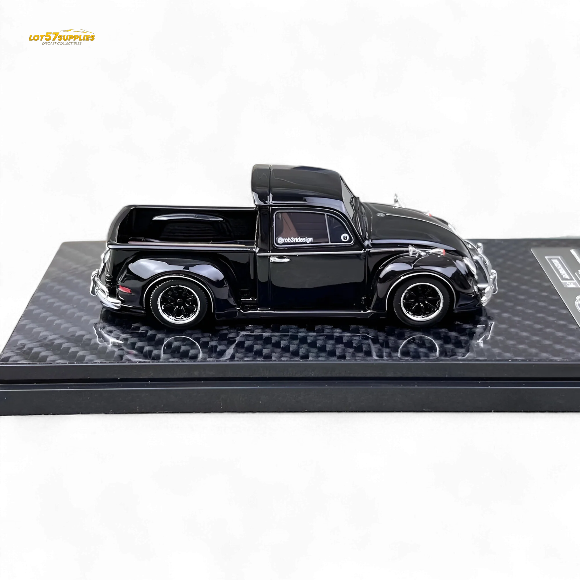 YM Model Volkswagen Beetle Pickup Truck FUSCUP Black 1:64 - Image 2