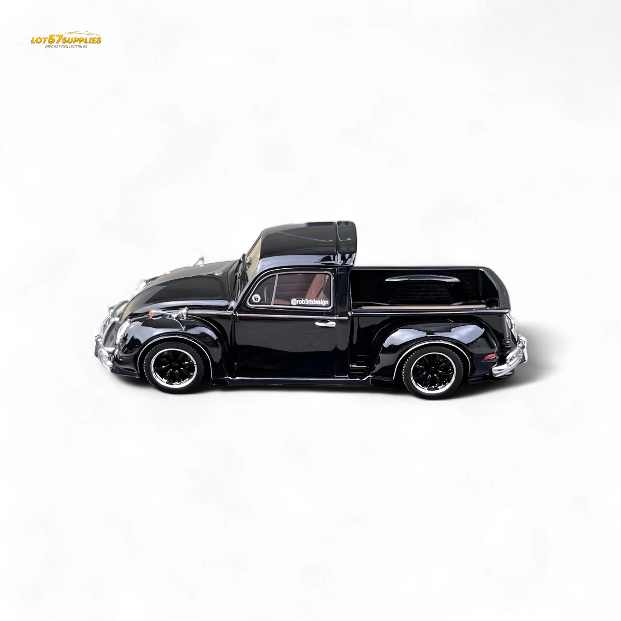 YM Model Volkswagen Beetle Pickup Truck FUSCUP Black 1:64 - Image 3