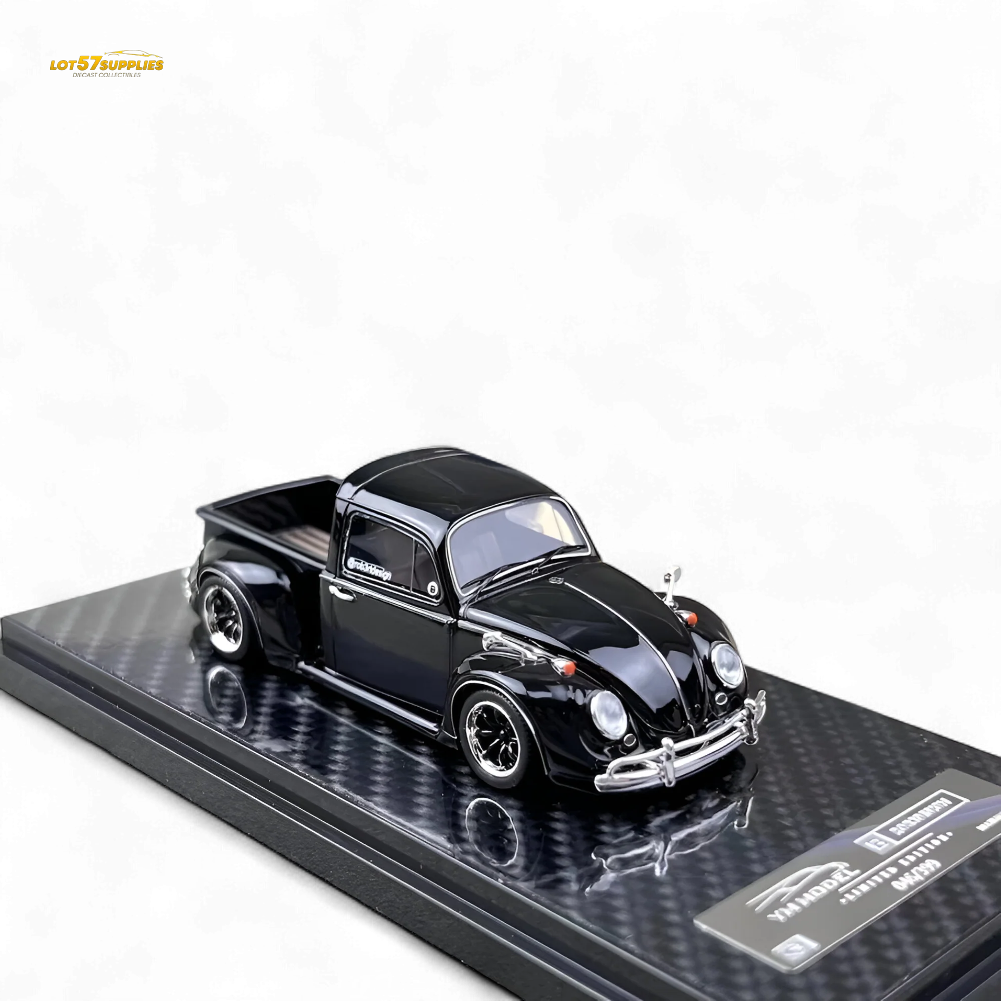 YM Model Volkswagen Beetle Pickup Truck FUSCUP Black 1:64 - Image 4