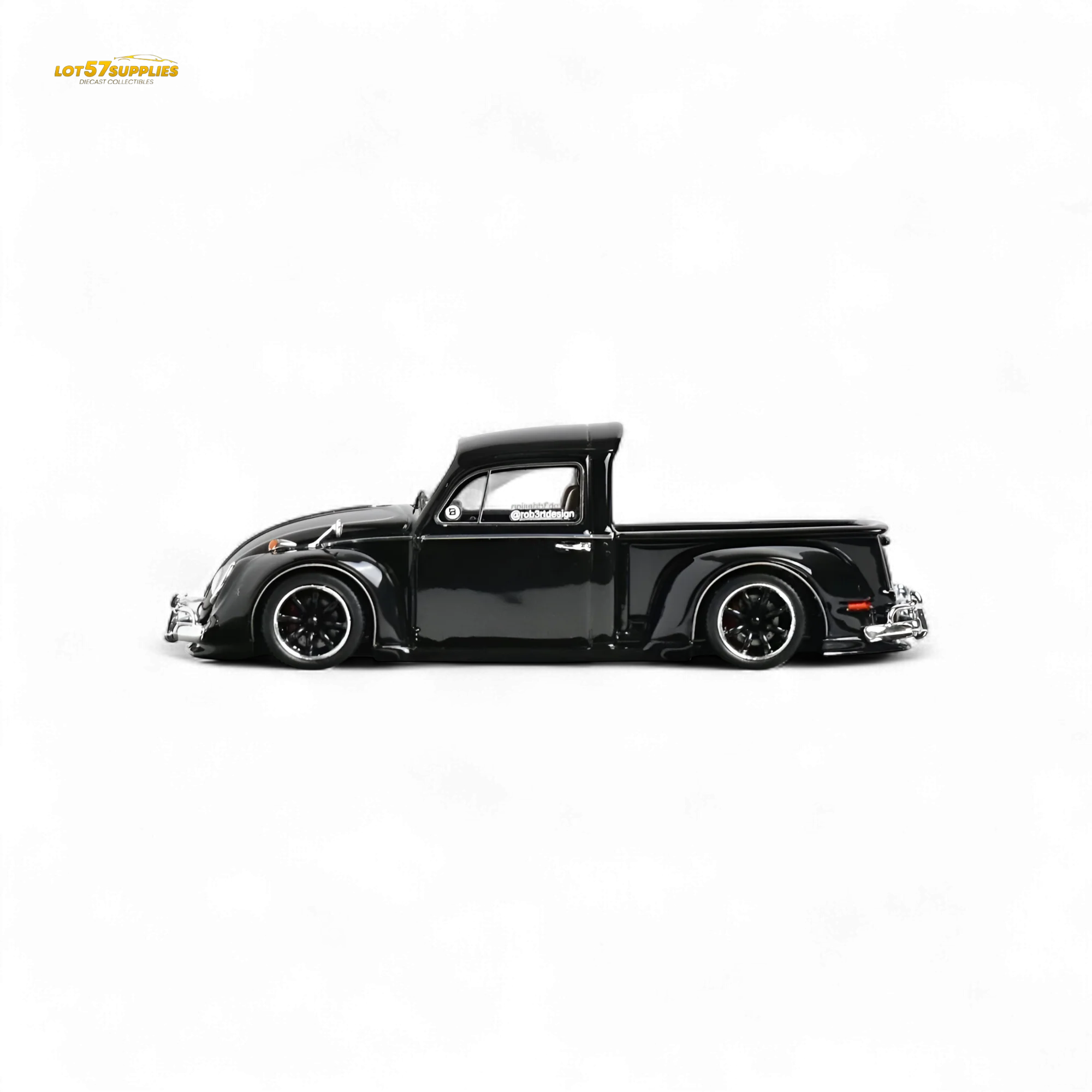 YM Model Volkswagen Beetle Pickup Truck FUSCUP Black 1:64 - Image 5