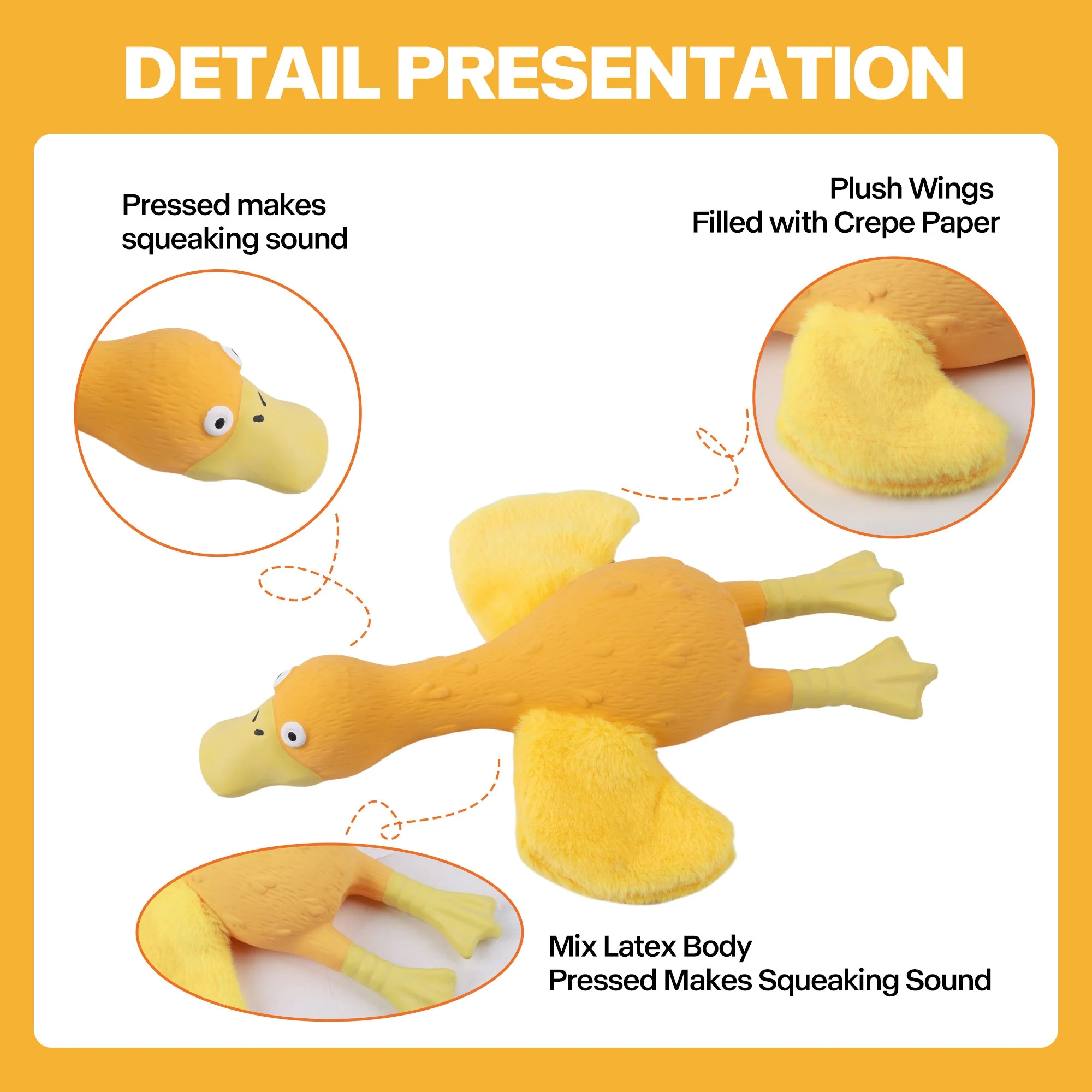 ZooTex - Squeaky Latex Dog Toys - Soft Wing Duck - Image 2