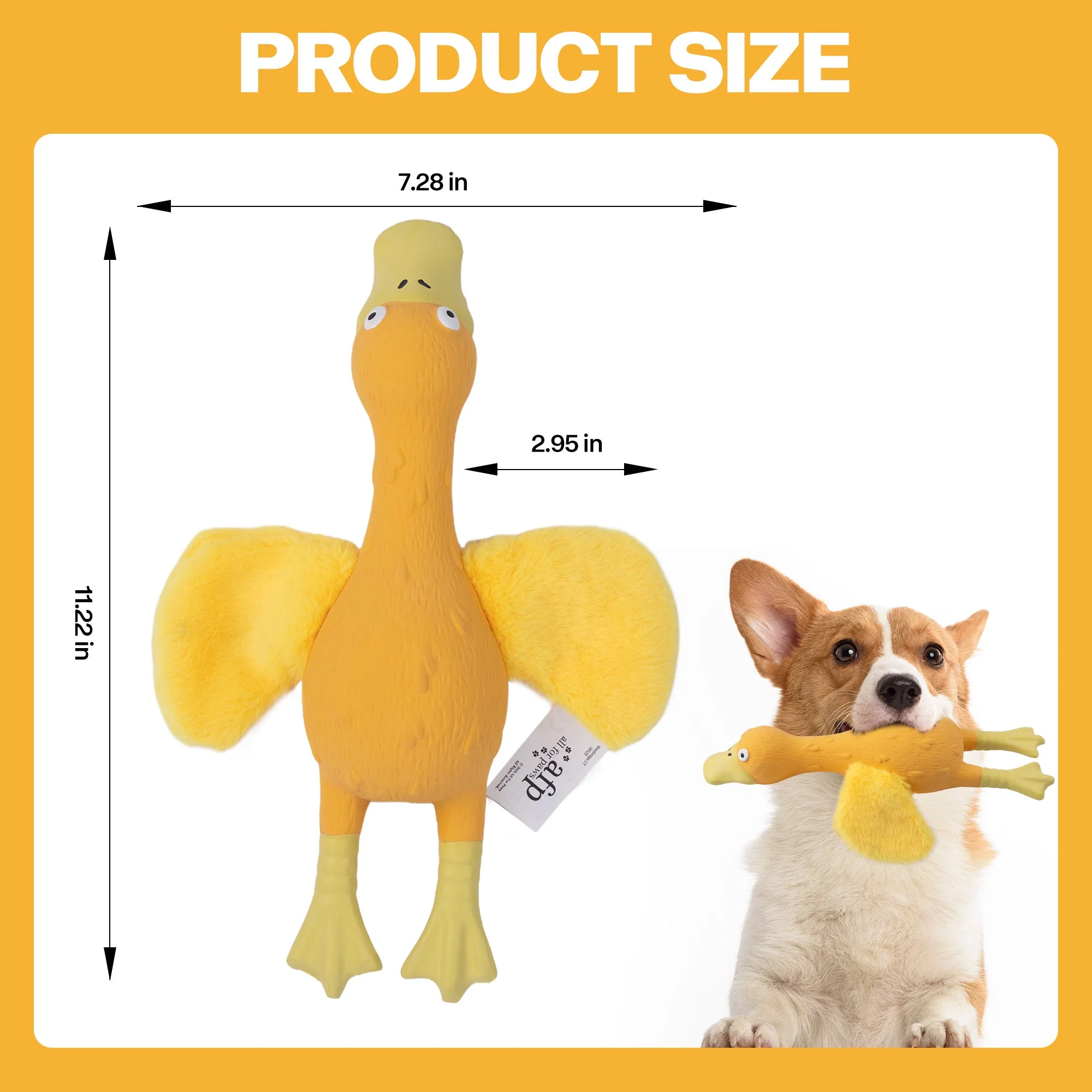ZooTex - Squeaky Latex Dog Toys - Soft Wing Duck - Image 3