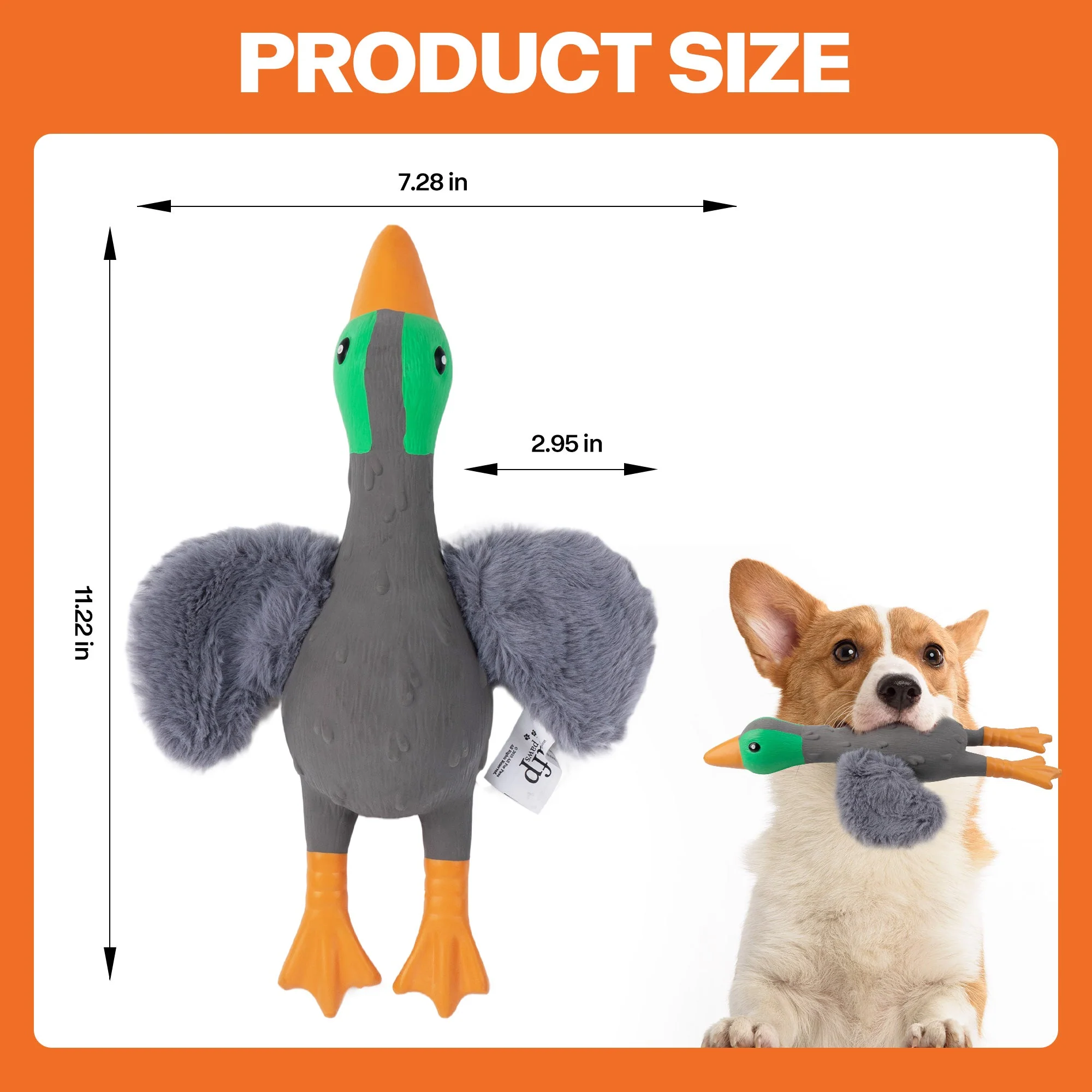 ZooTex Squeaky Latex Dog Toys - Soft Wing Mallard - Image 4