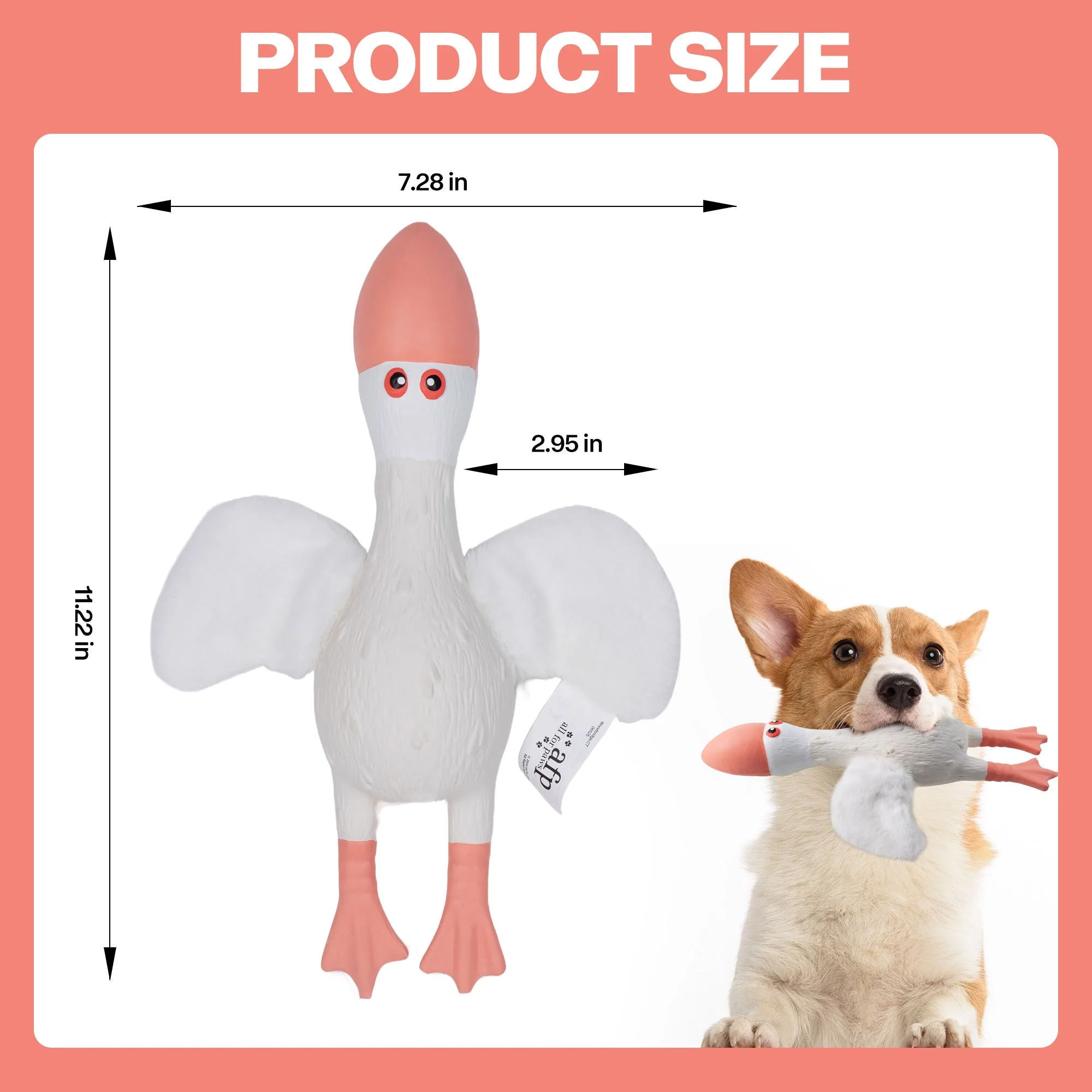 ZooTex - Squeaky Latex Dog Toys - Soft Wing Seagull - Image 2
