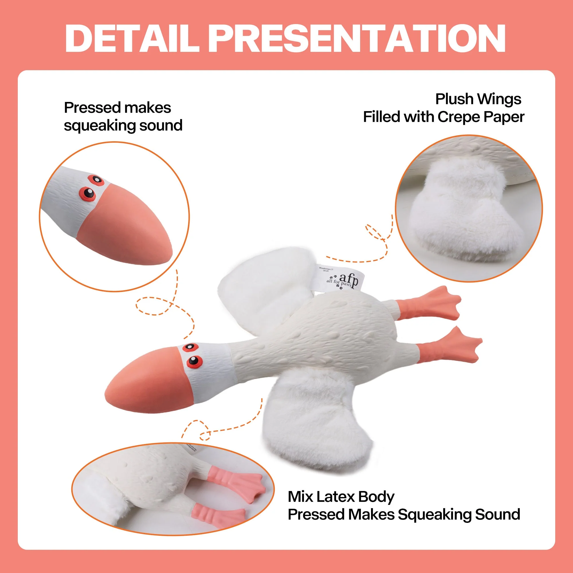 ZooTex - Squeaky Latex Dog Toys - Soft Wing Seagull - Image 3